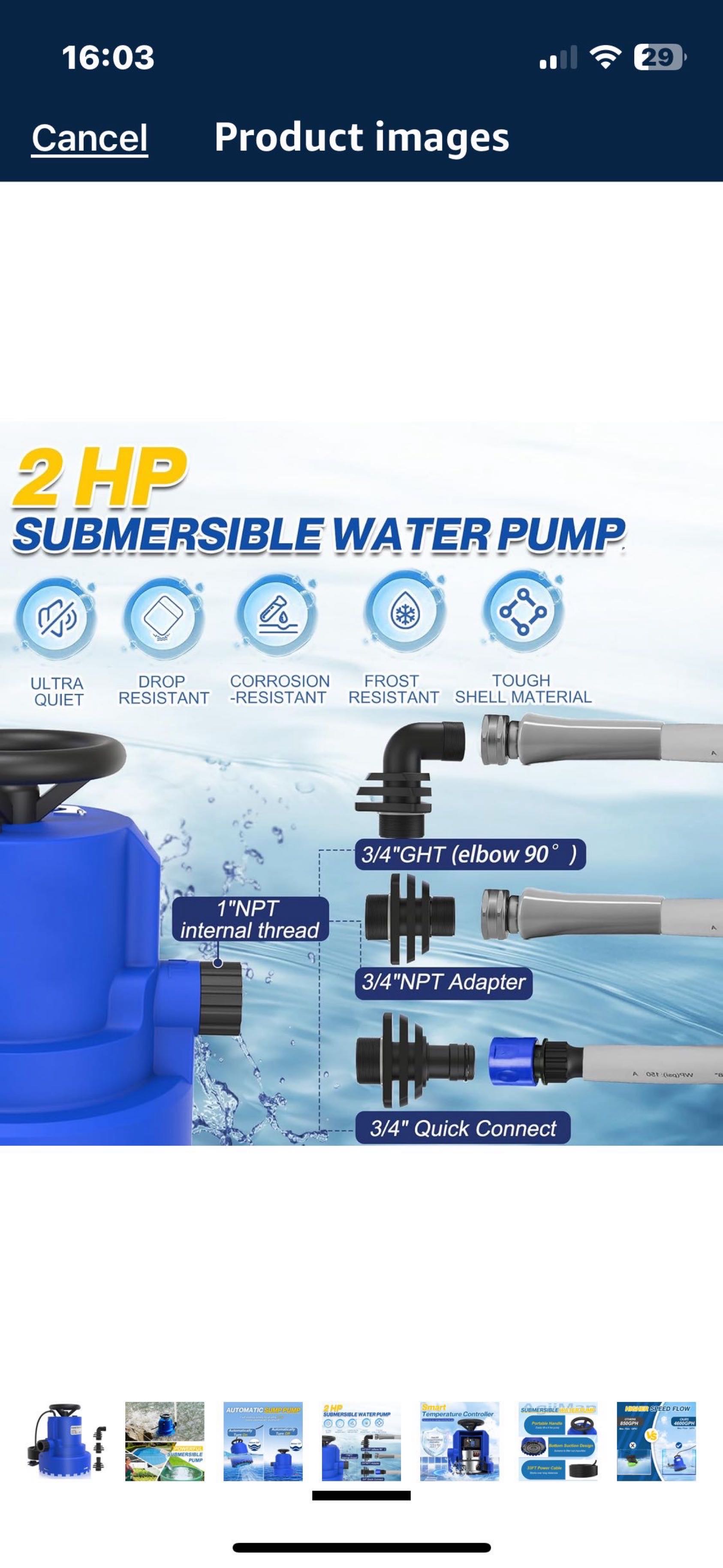 4600GPH自动潜水水泵，用于游泳池排水，带33英尺电源线的除水泵，用于洪水地区，洪水房屋地下室，游泳池， - 3