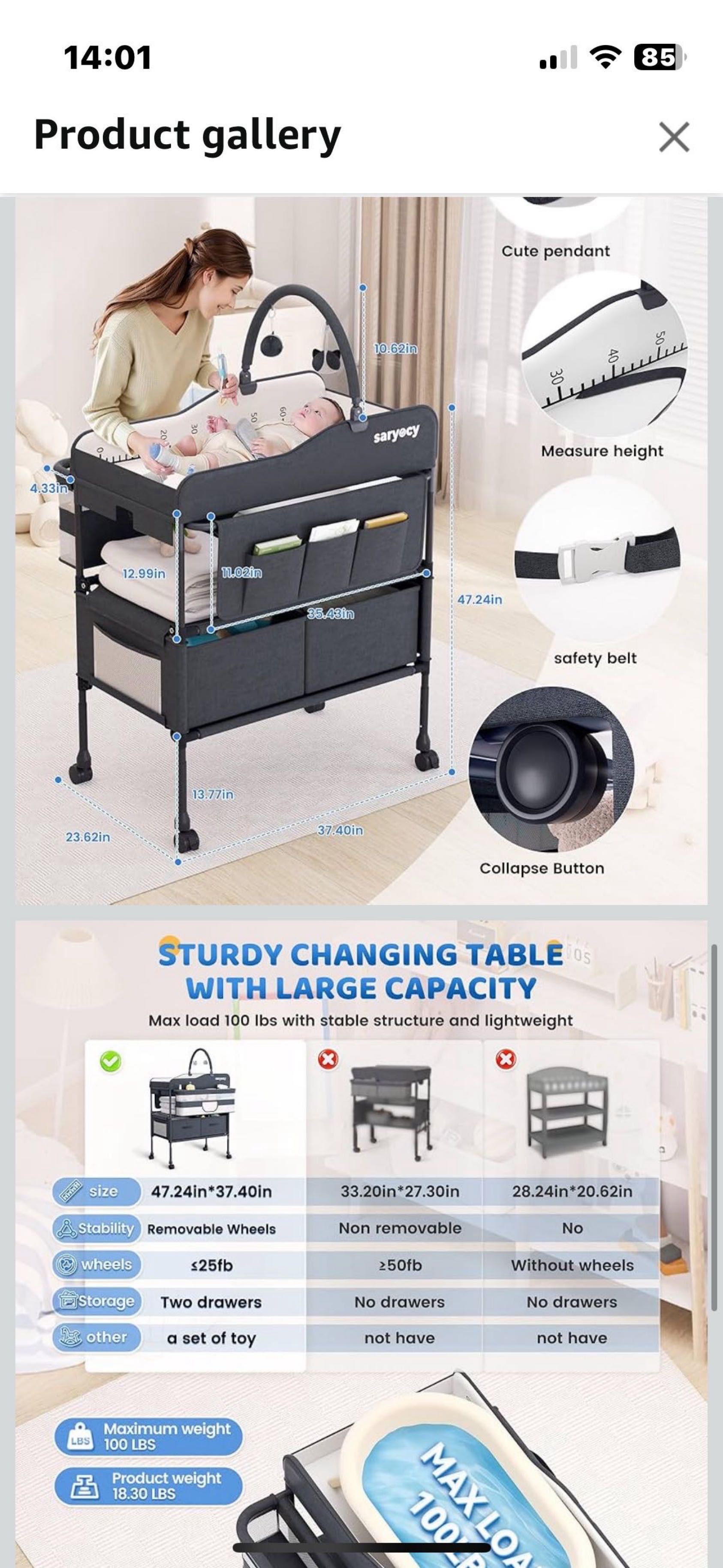 全新婴儿换尿布桌子 - 3