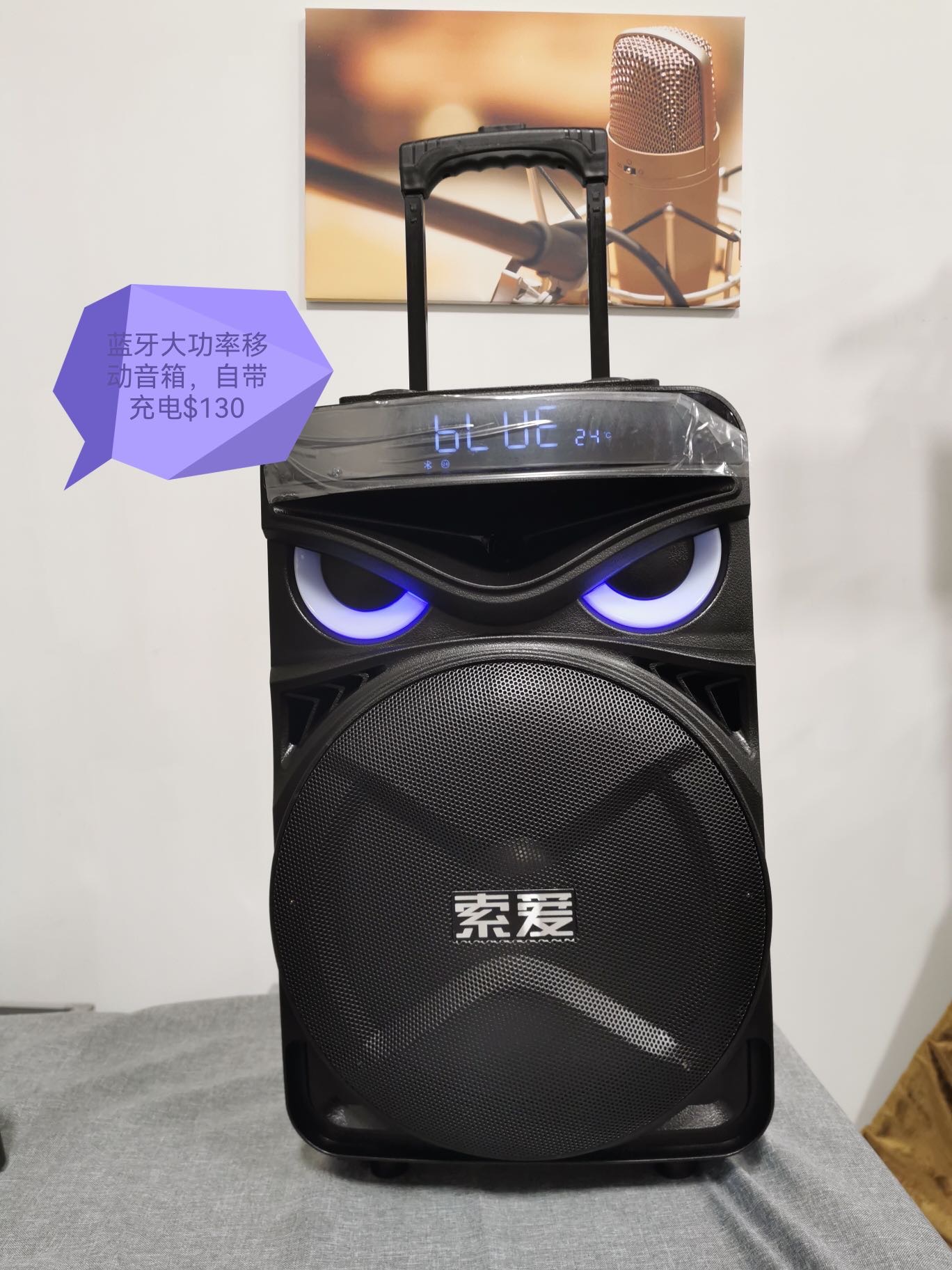 可移動，充电式，蓝牙，USB輸入，大功率音箱。