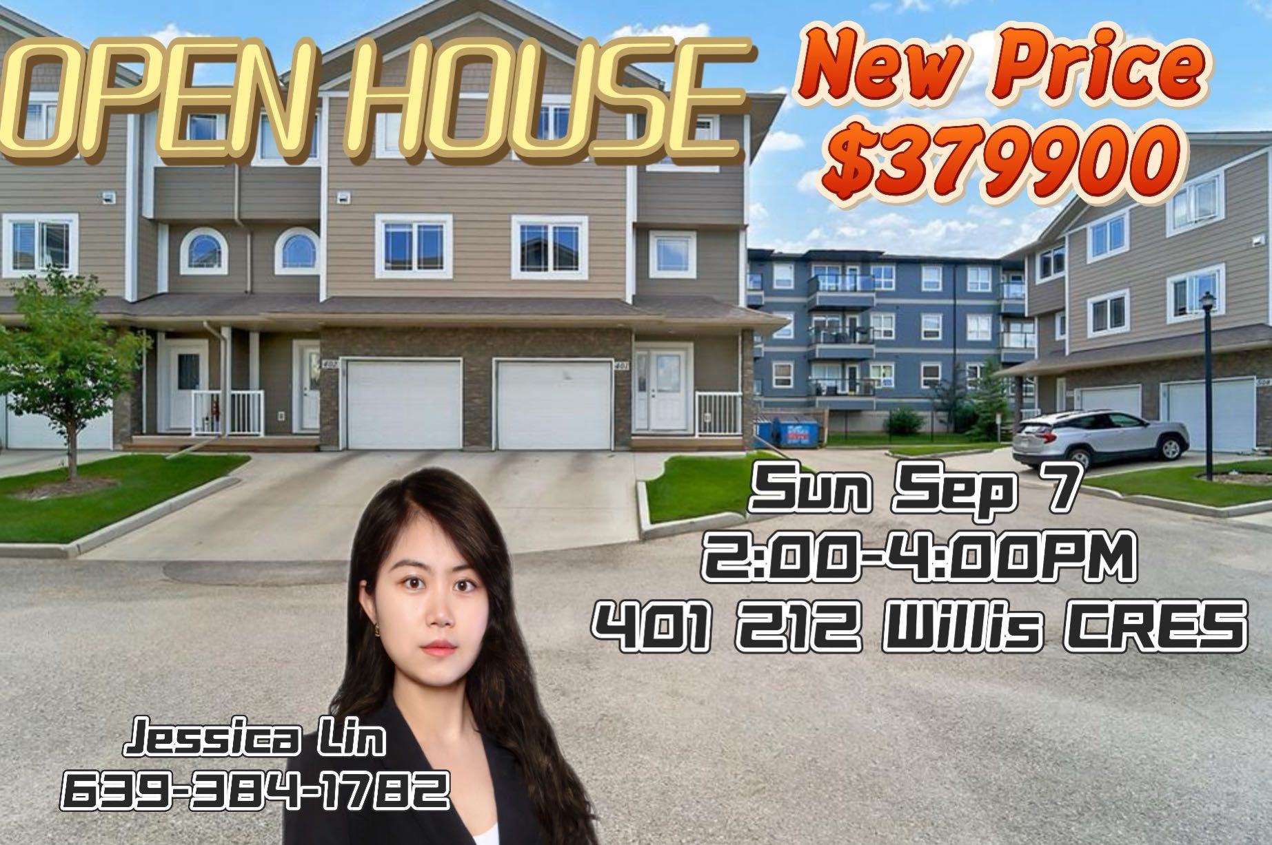 OPEN HOUSE开放参观时间：周日9月7日2:00-4:00PM 地址：401 212 Willis CRES