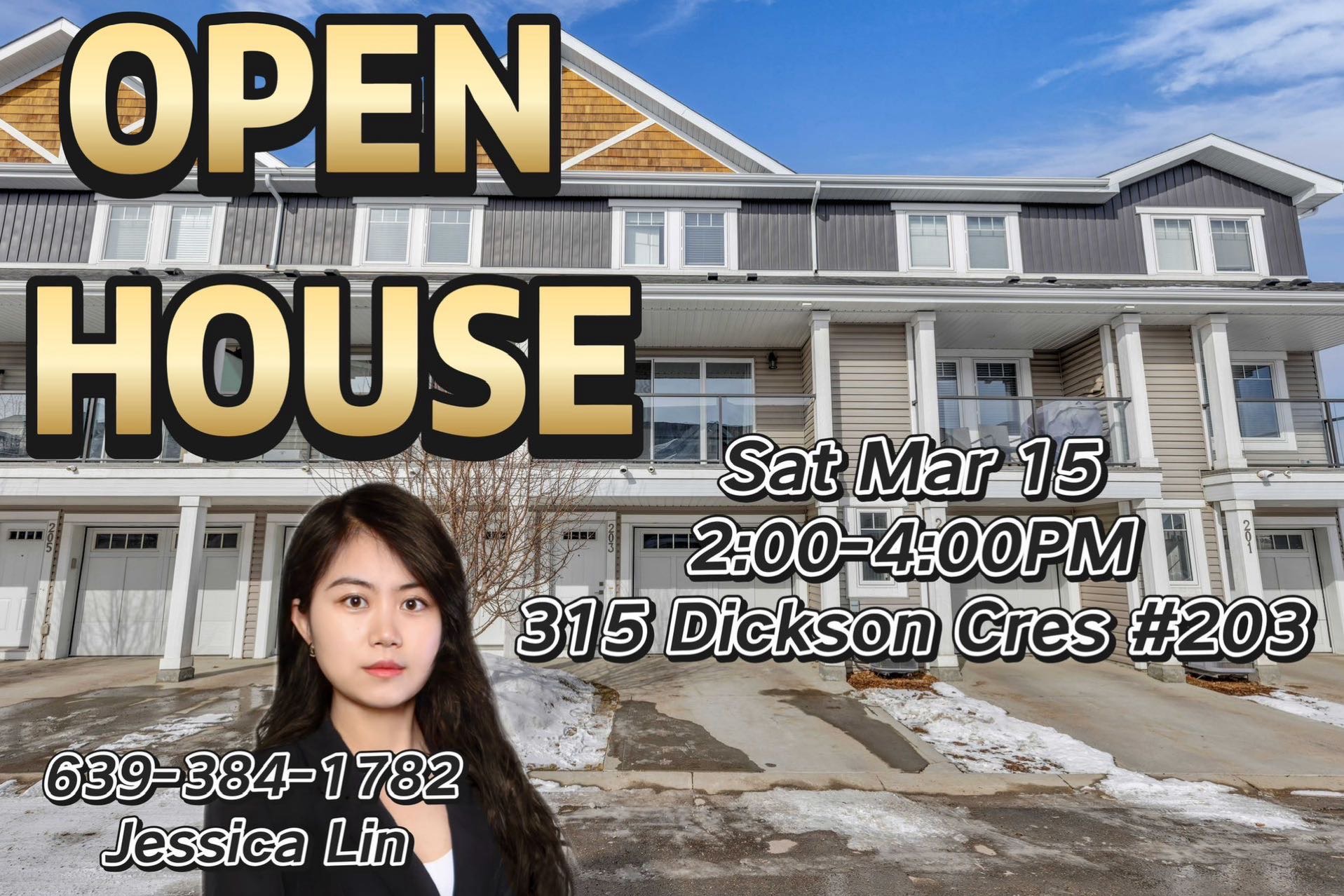 OPEN HOUSE 开放参观🌟时间：3月15日 周六 2:00-4:00PM🌟 🌟地址：315 Dickson Cres #203🌟