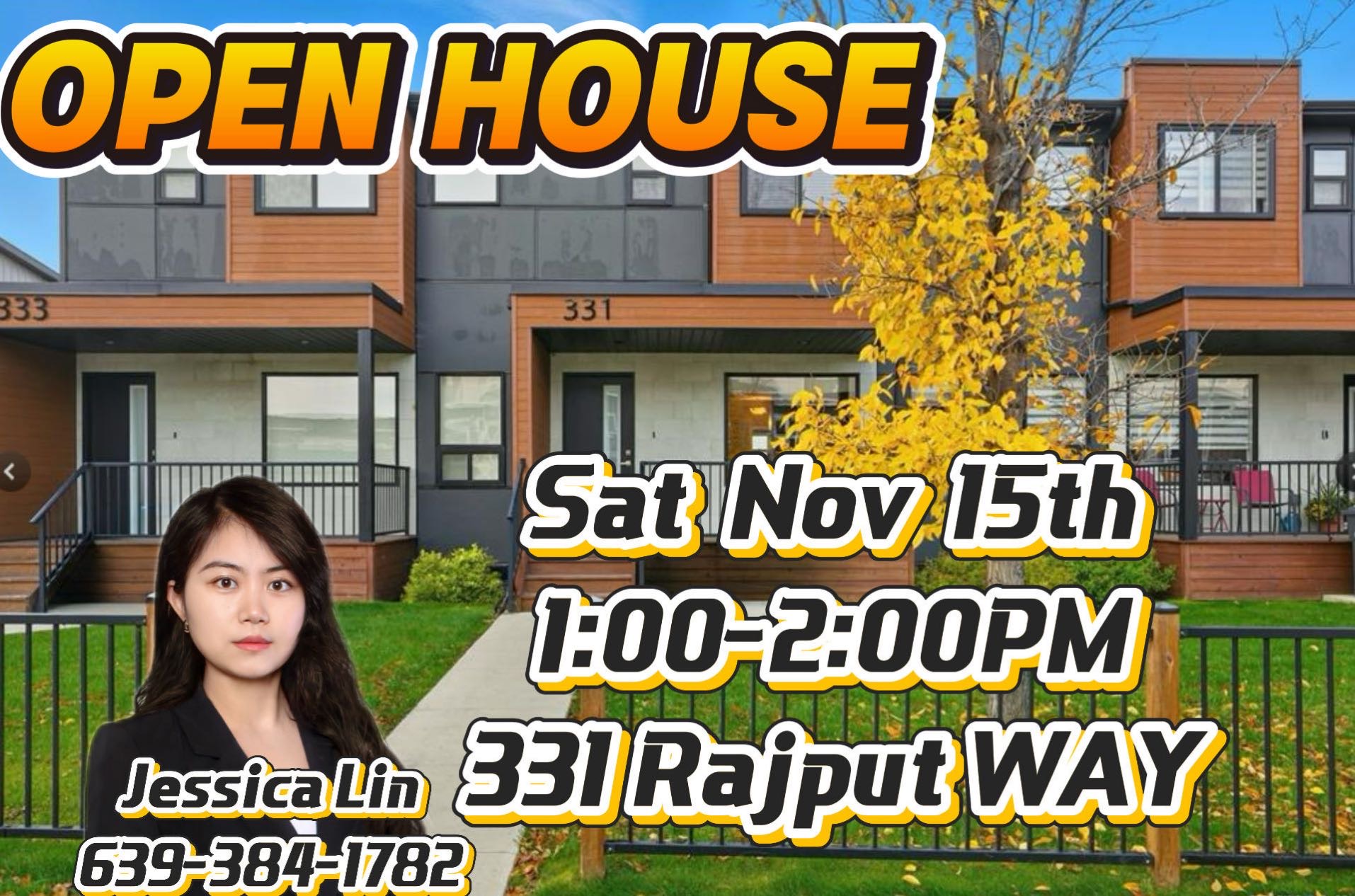 OPEN HOUSE开放参观时间：11月15日1:00-2:00 evergreen带车库院子4房4卫联排