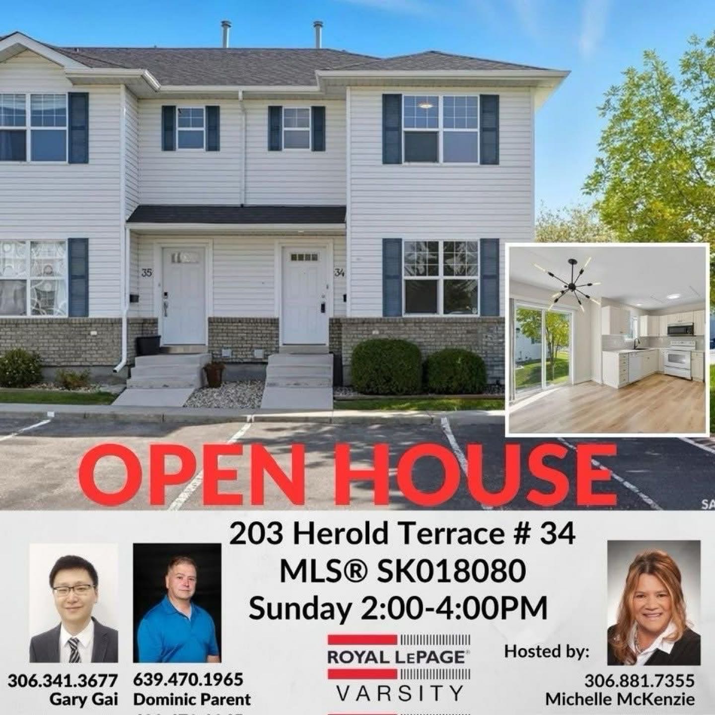 Public Open House公众开放看房 34-203 Herold Terr 10月26日周日2-4PM Gary Gai或者同事Dominic Parent会在此迎接🙏
