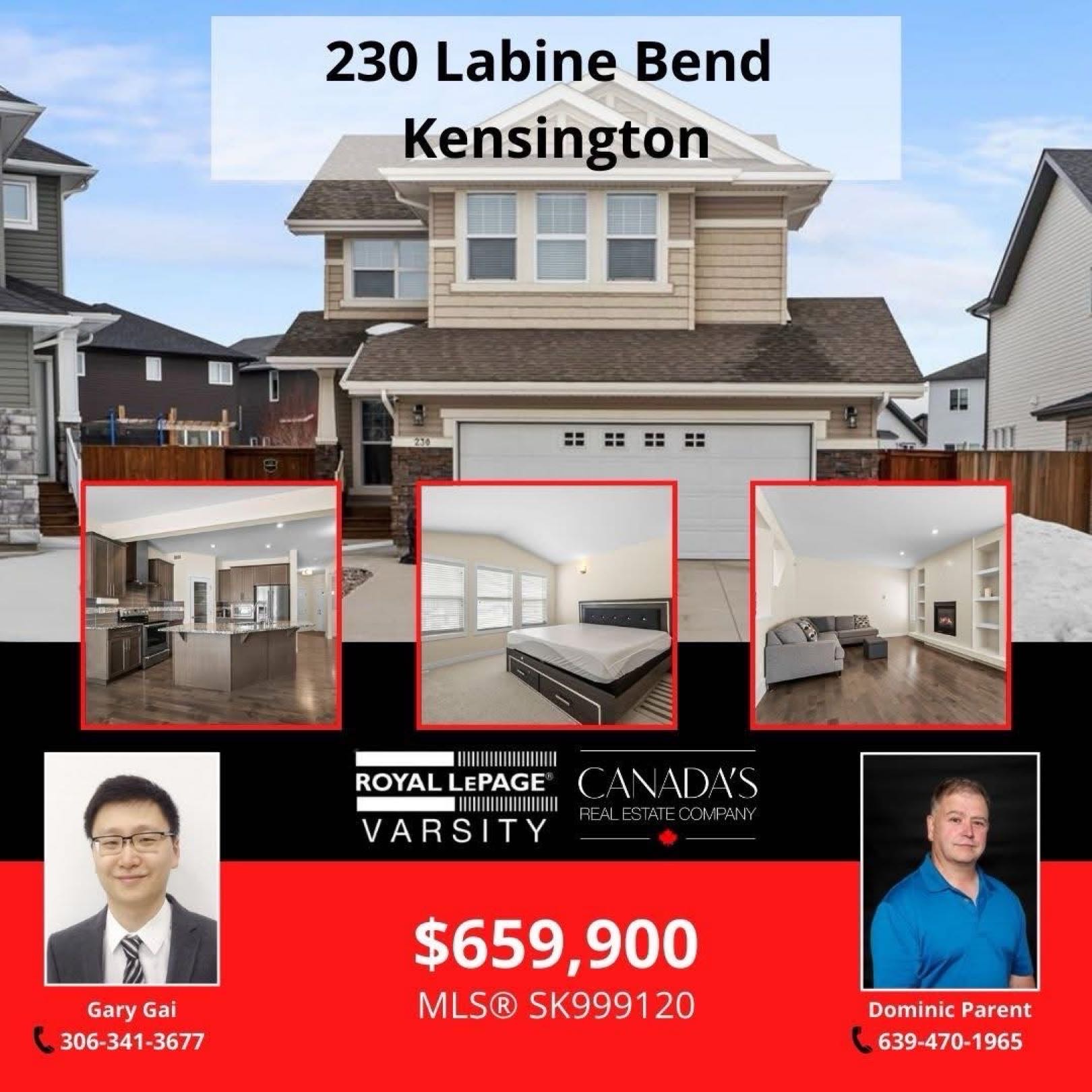 Public Open House公众开放看房 230 Labine Bend 3月23日  周日2-4PM  Gary Gai或者同事Dominic Parent / Brain Kuhn会在此迎接🙏  Kensington 小区2016年建2180尺5房4卫3厅1书房，近万 - 3