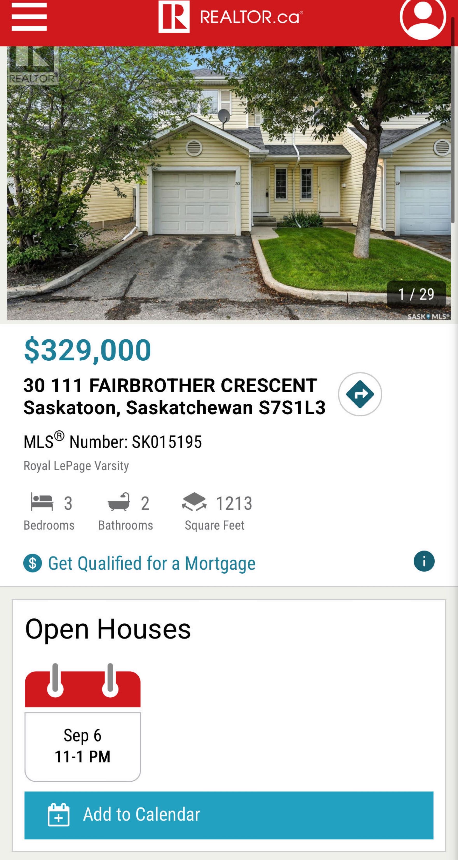 Public Open House公众开放看房 #30-111 Fairbrother Cres 9月6日 周六 11-1 PM Gary Gai或者同事Dominic Parent会在此迎接🙏 ————— Silverspring小区安静边户3房联排出售！1,213 平方英尺 - 2