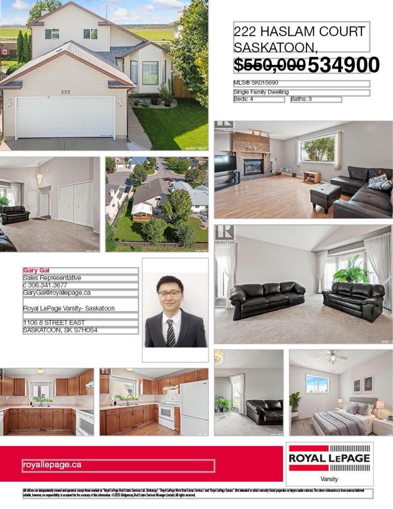 Public Open House公众开放看房 222 Haslam Ct 9月6日 周六 11-1 PM Gary Gai或者同事Dominic Parent会在此迎接🙏 ————— Silverspring 社区4房双车库独立屋出售！约 1883 平方英尺，采光充足，布局合 - 2