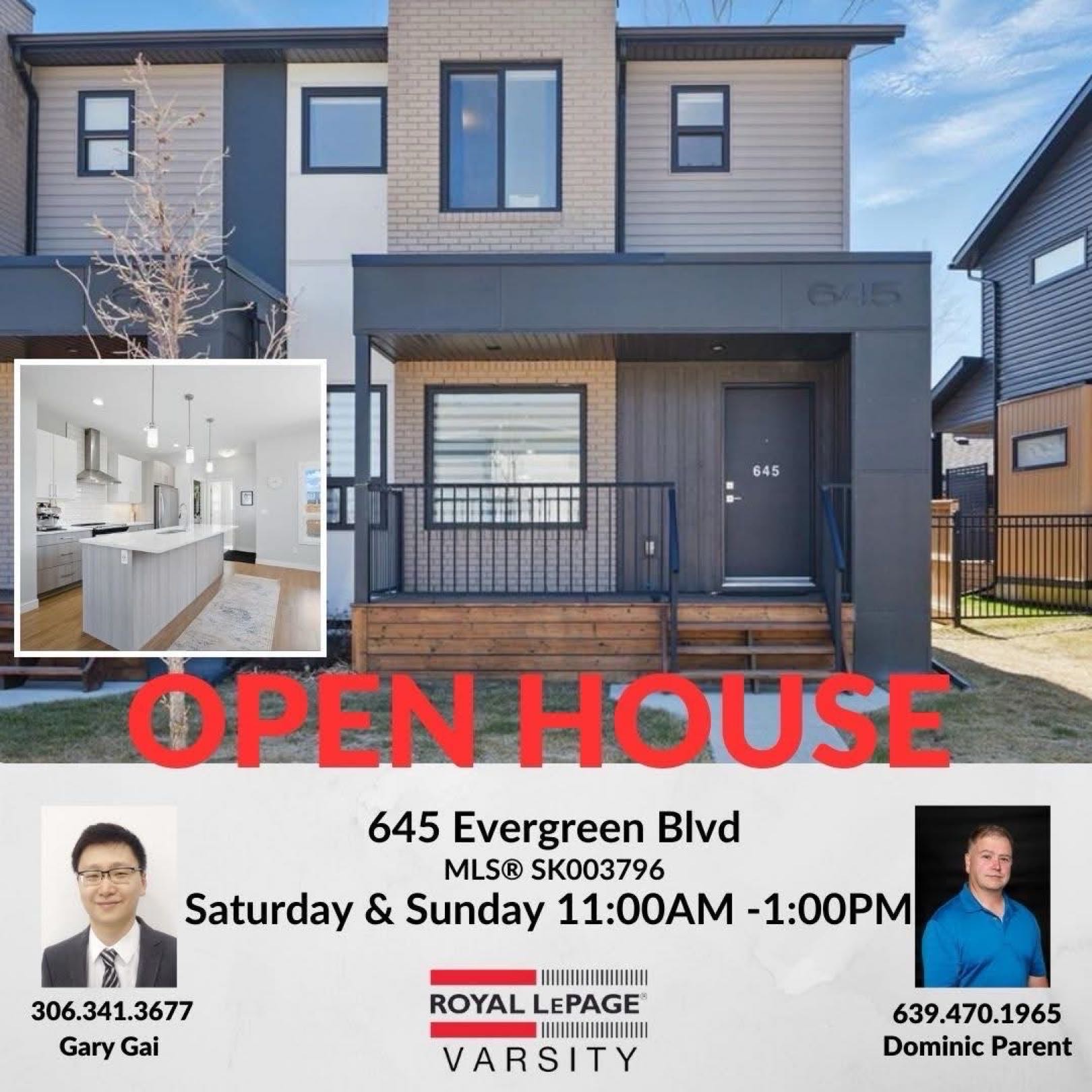 Public Open House公众开放看房 645 Evergreen Blvd 5月3&4日 周六周日11:00-1:00PM Gary Gai或者同事Dominic Parent会在此迎接🙏 - 2