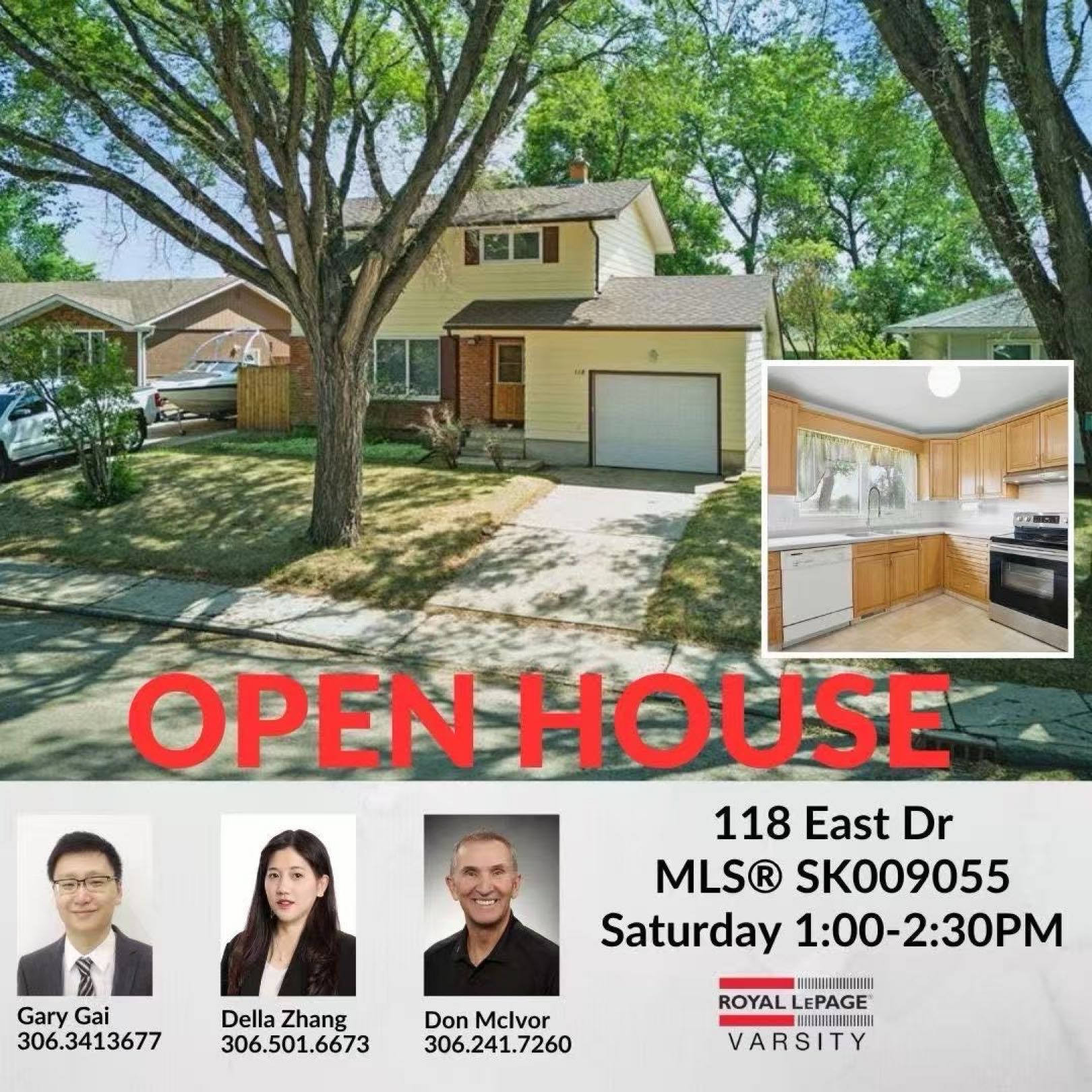 Public Open House公众开放看房 118 East Drive 7月19日 周六1:00-2:30PM Gary Gai或者同事Della Zhang会在此迎接🙏  ————————- 步行至Walter Murray高中 & Market Mall两层独立