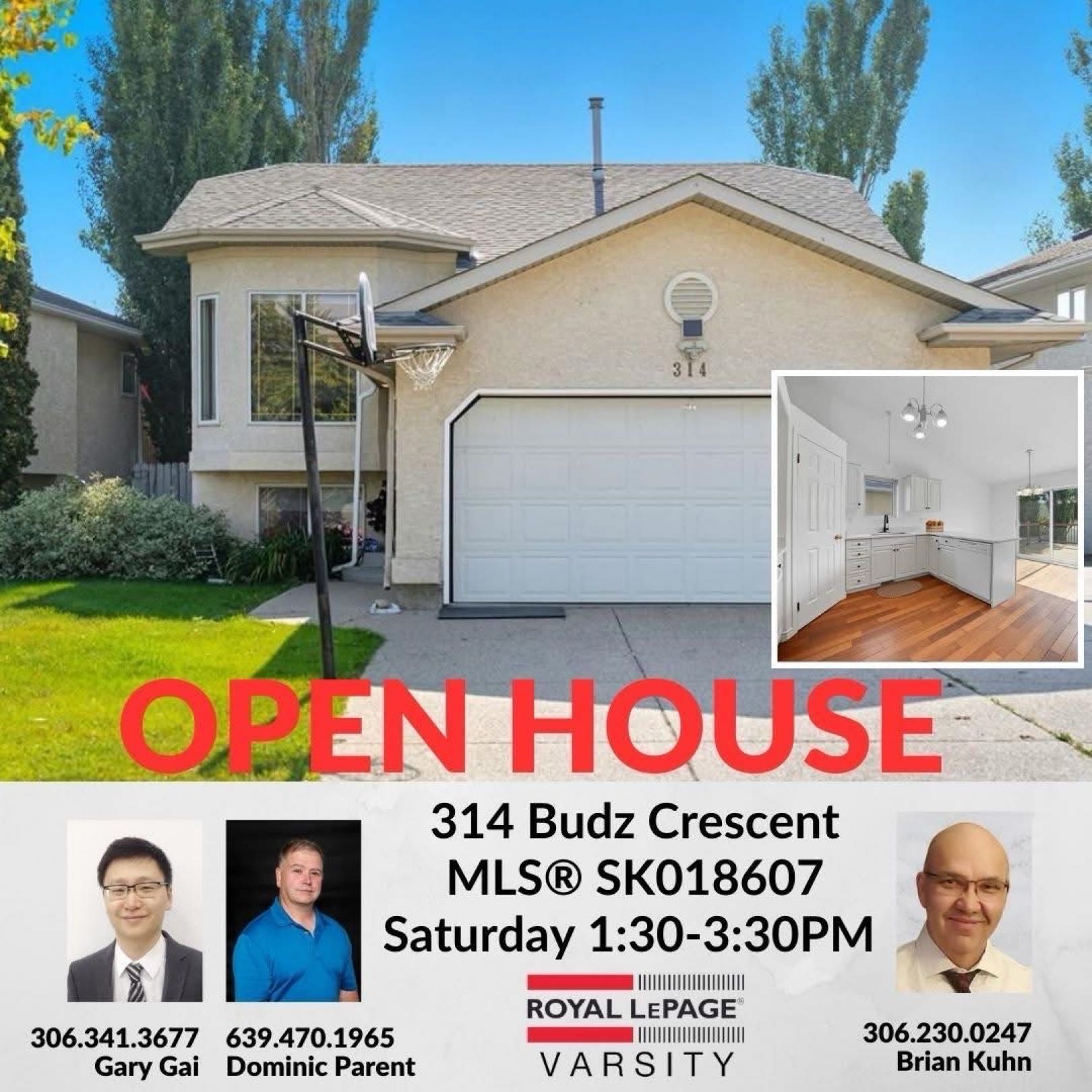 Public Open House公众开放看房 314 Budz Cres  9月27日 周六1:30-3:30PM Gary Gai或者同事Dominic Parent会在此迎接🙏  ————————- Arbor Creek 安静街区的5房3卫错层独立屋出售。环境优美，街景