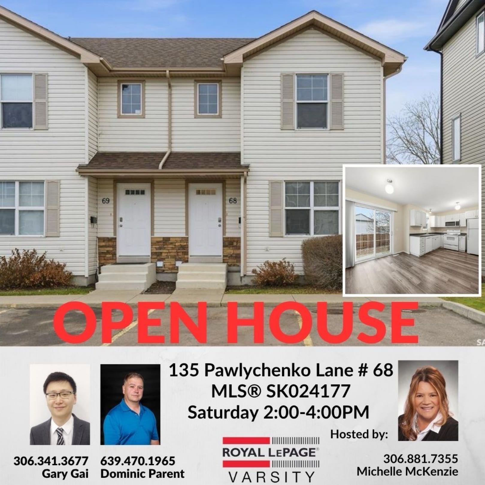 Public Open House公众开放看房 68-135 Pawlychenko Lane 11月22日 周六 2:00-4:00PM Gary Gai或者同事Dominic Parent会在此迎接🙏 ————— Lakewood小区安静边户联排别墅出售，两间宽敞卧室和两间