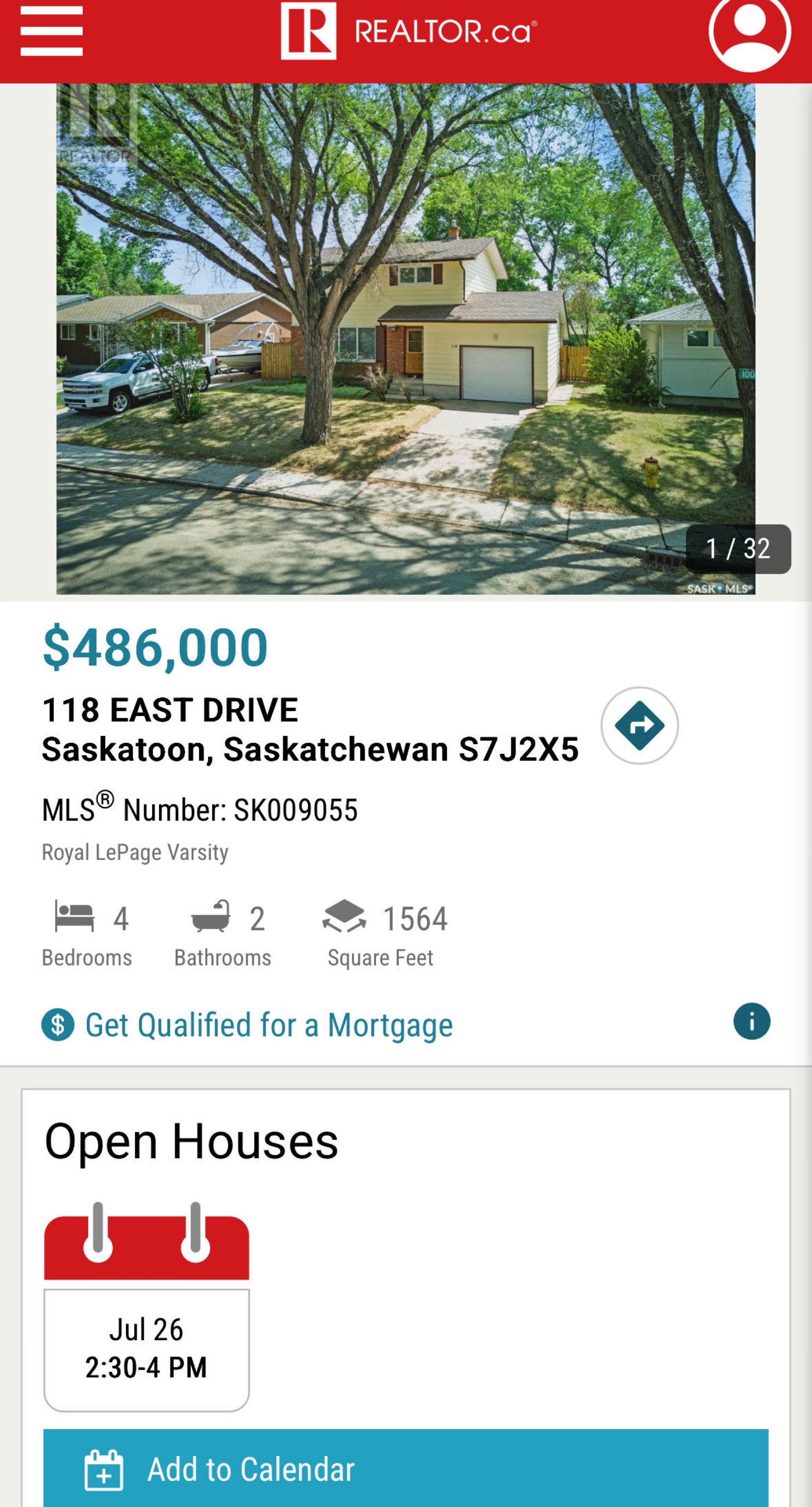 Public Open House公众开放看房 118 East Drive 7月26日 周六2:30-4:00 PM Gary Gai或者同事Dominic Parent会在此迎接🙏  ————————- 步行至Walter Murray高中 & Market Mall两层独 - 2