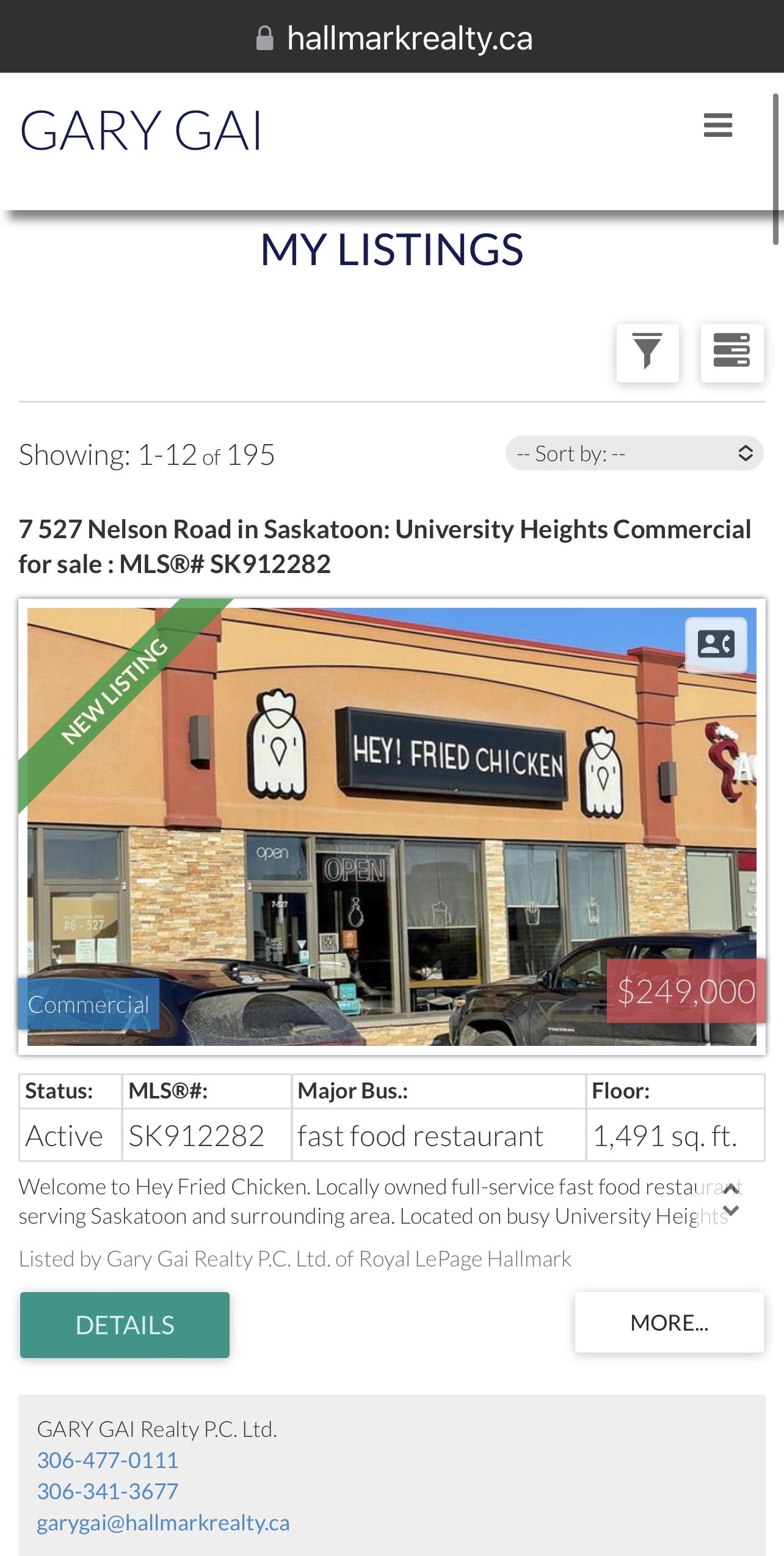 Saskatoon市内Hey Fried Chicken HFC炸鸡快餐店出售。