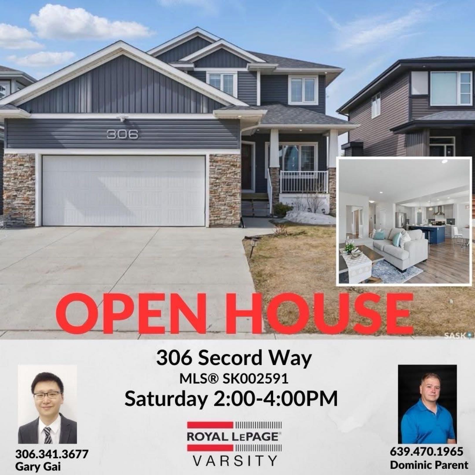 Public Open House公众开放看房 306 Secord Way 5月24日 周六 2:00-4:00PM Gary Gai或者同事Dominic Parent会在此迎接🙏 ————— Brighton小区背靠公园绿地3房3卫独立屋出售。Montana Homes前 - 2