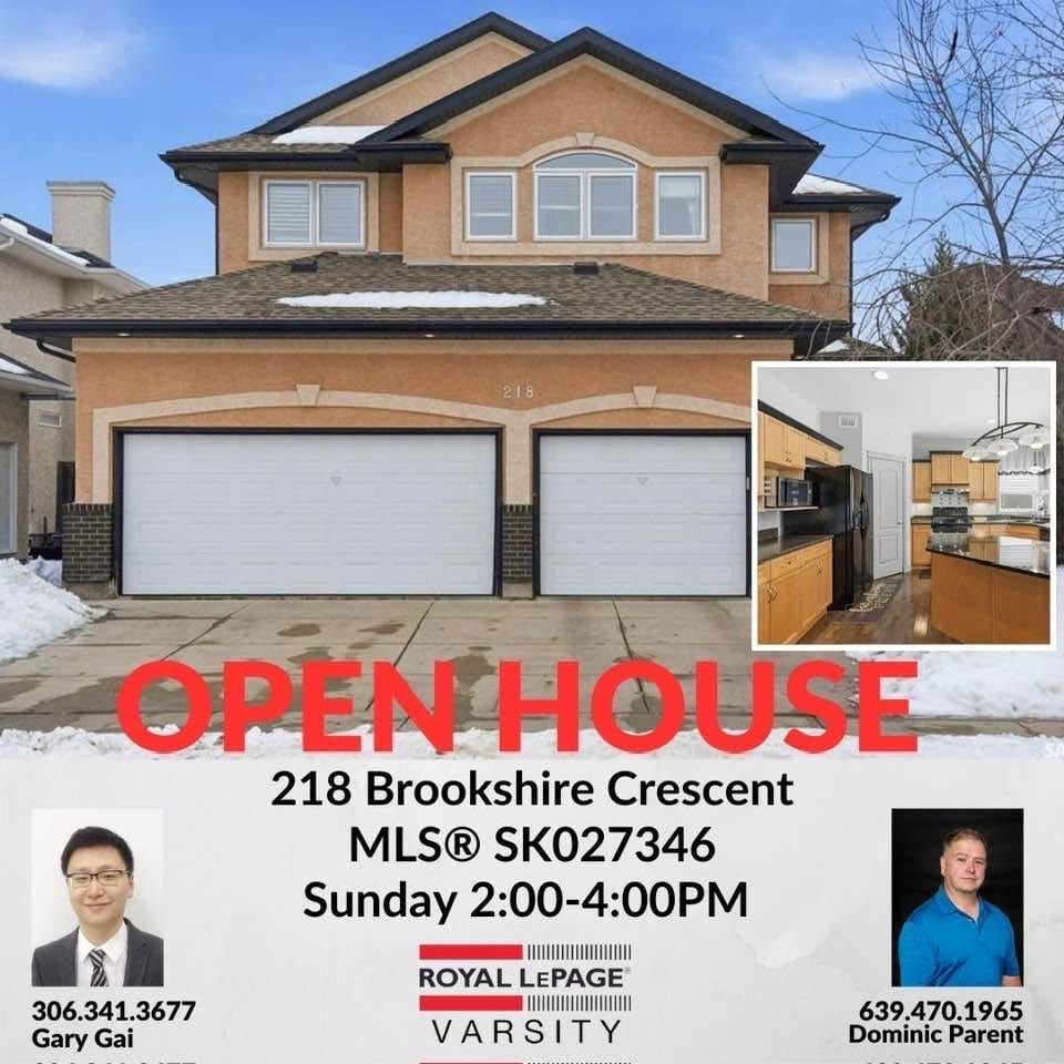Public Open House公众开放看房 218 Brookshire Cres 2月1日 周日2-4PM Gary Gai或者同事Dominic Parent会在此迎接🙏 ————— Briarwood小区高能效认证前样板间三车库独立屋出售！2011尺2004年建位于安