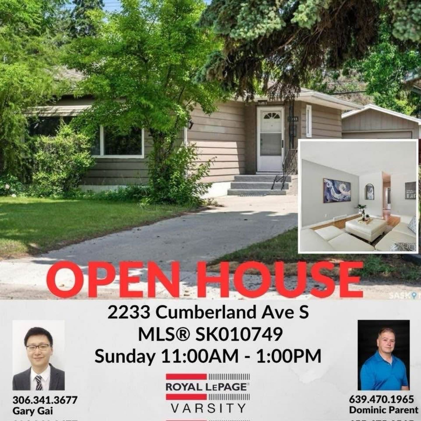 Public Open House公众开放看房 2233 Cumberland Ave S 6月29日 周日 11-1 PM Gary Gai或者同事Dominic Parent会在此迎接🙏