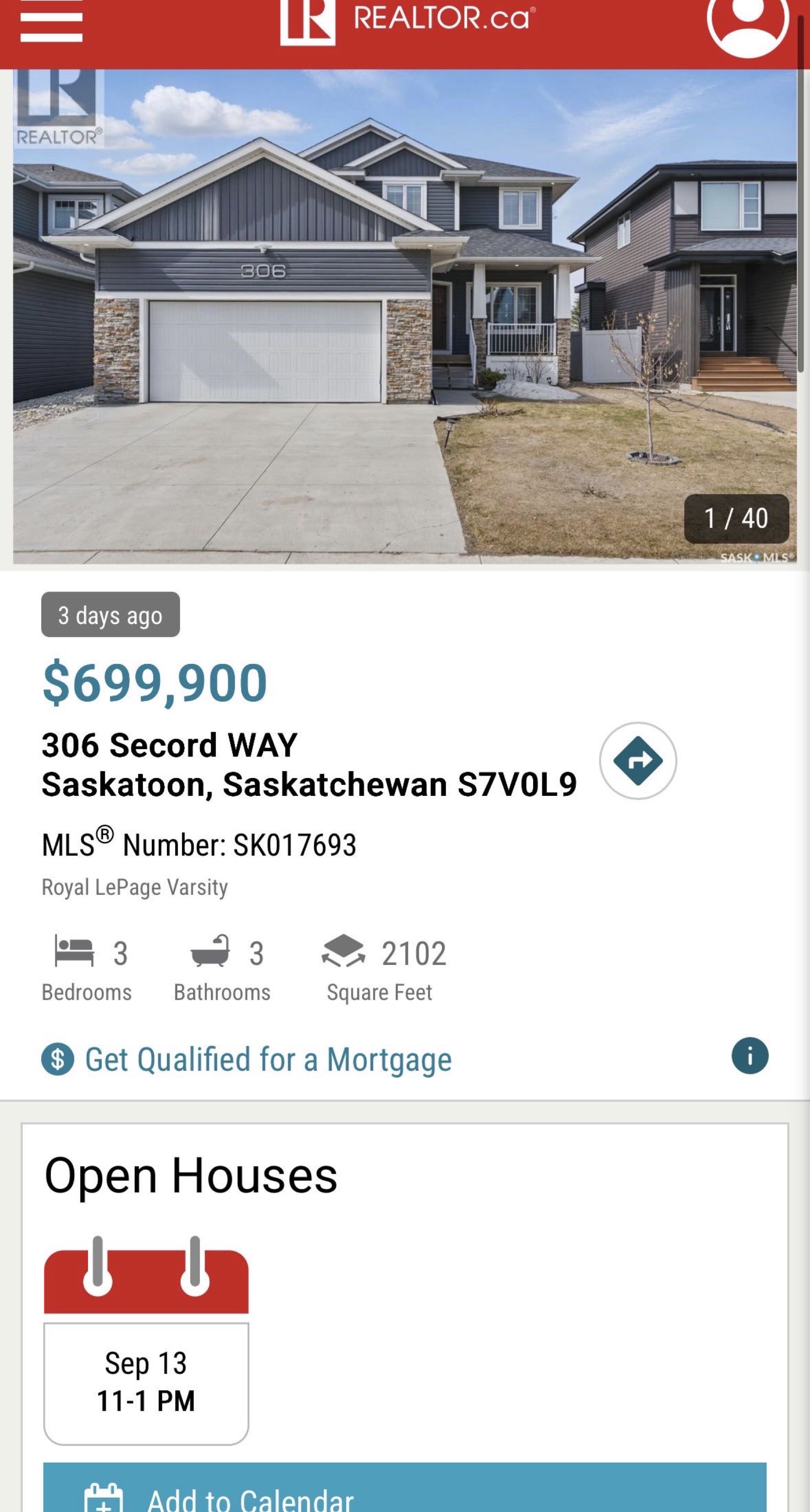 Public Open House公众开放看房 306 Secord Way 9月13日 周六11:00-1:00PM Gary Gai或者同事Dominic Parent会在此迎接🙏 ————— Brighton小区背靠公园绿地3房3卫独立屋出售。Montana Homes前 - 2