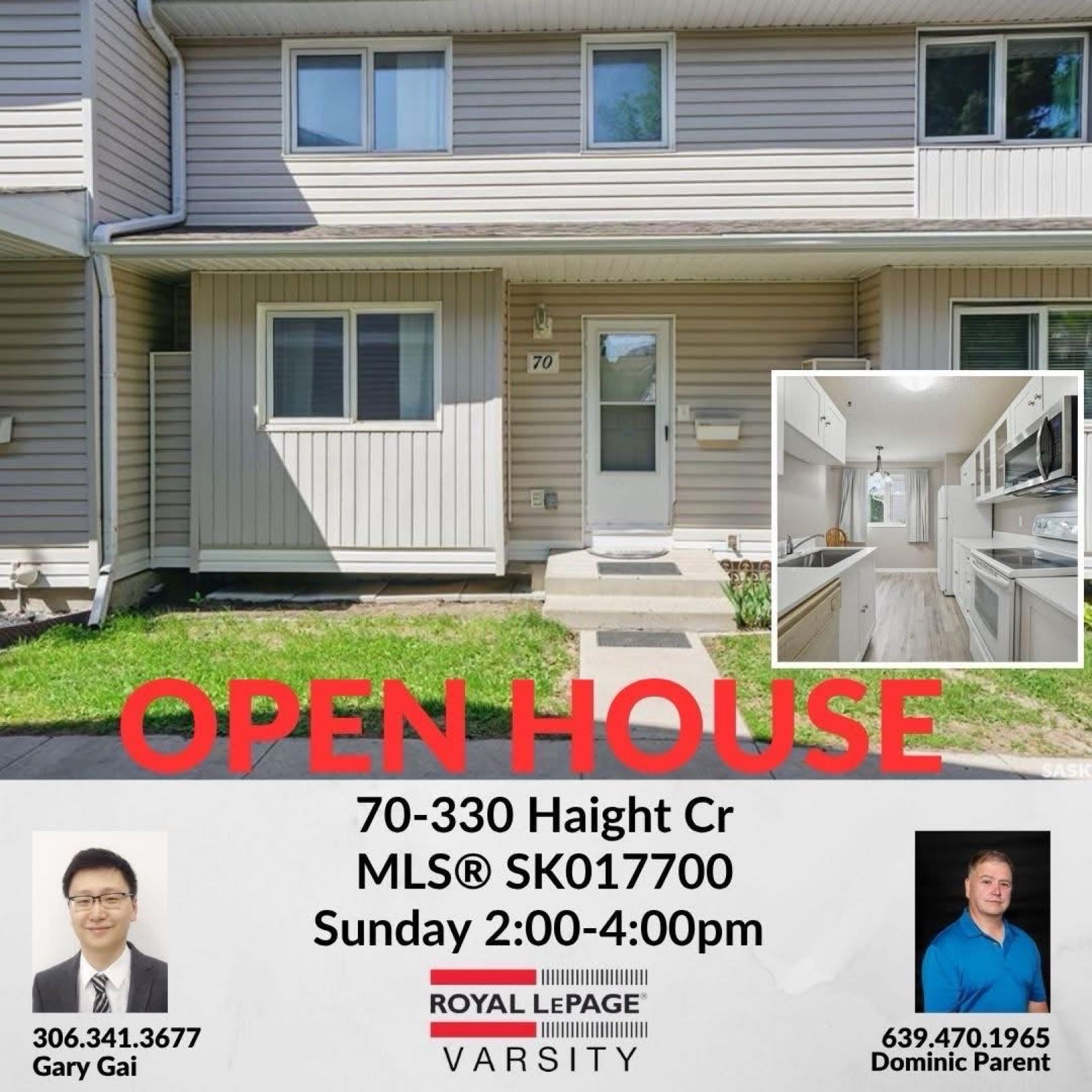 Public Open House公众开放看房 70-330 Haight Cres 11月16日 周日2:00-4:00PM Gary Gai和同事Dominic Parent会在此迎接🙏  ————————- Wildwood 社区3 卧 2 卫联排出售！全新翻新，实用维护