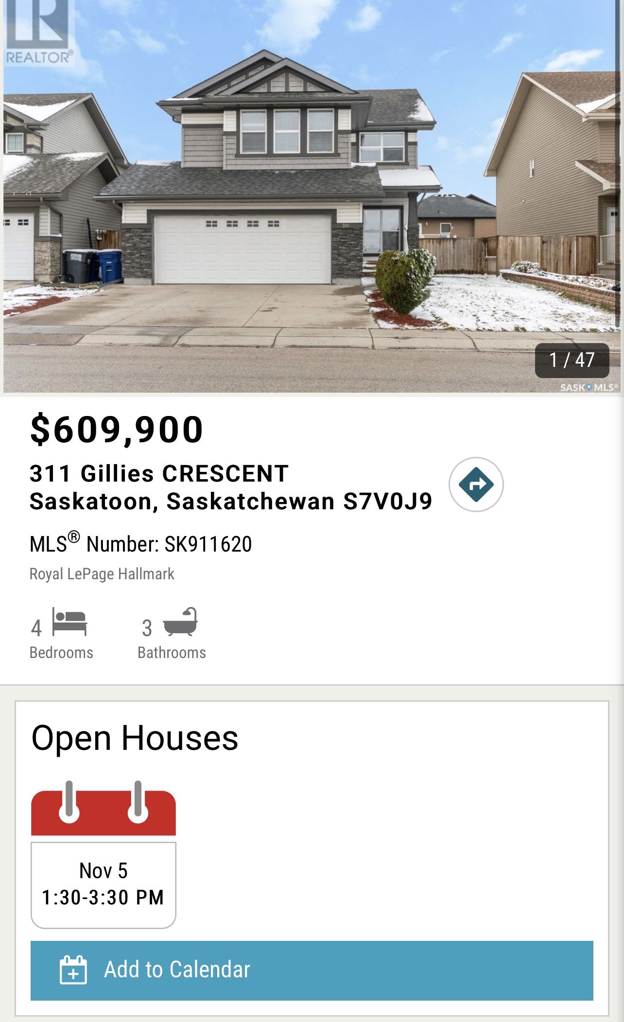 Public Open House公众开放看房 311 Gillies Cres 11月5日 周六1:30-3:30PM 223 Kucey Terrace 11月6日 周日1:30-3:30PM  Gary Gai或者同事Don Remizowski 会在此迎接🙏  Rose - 4