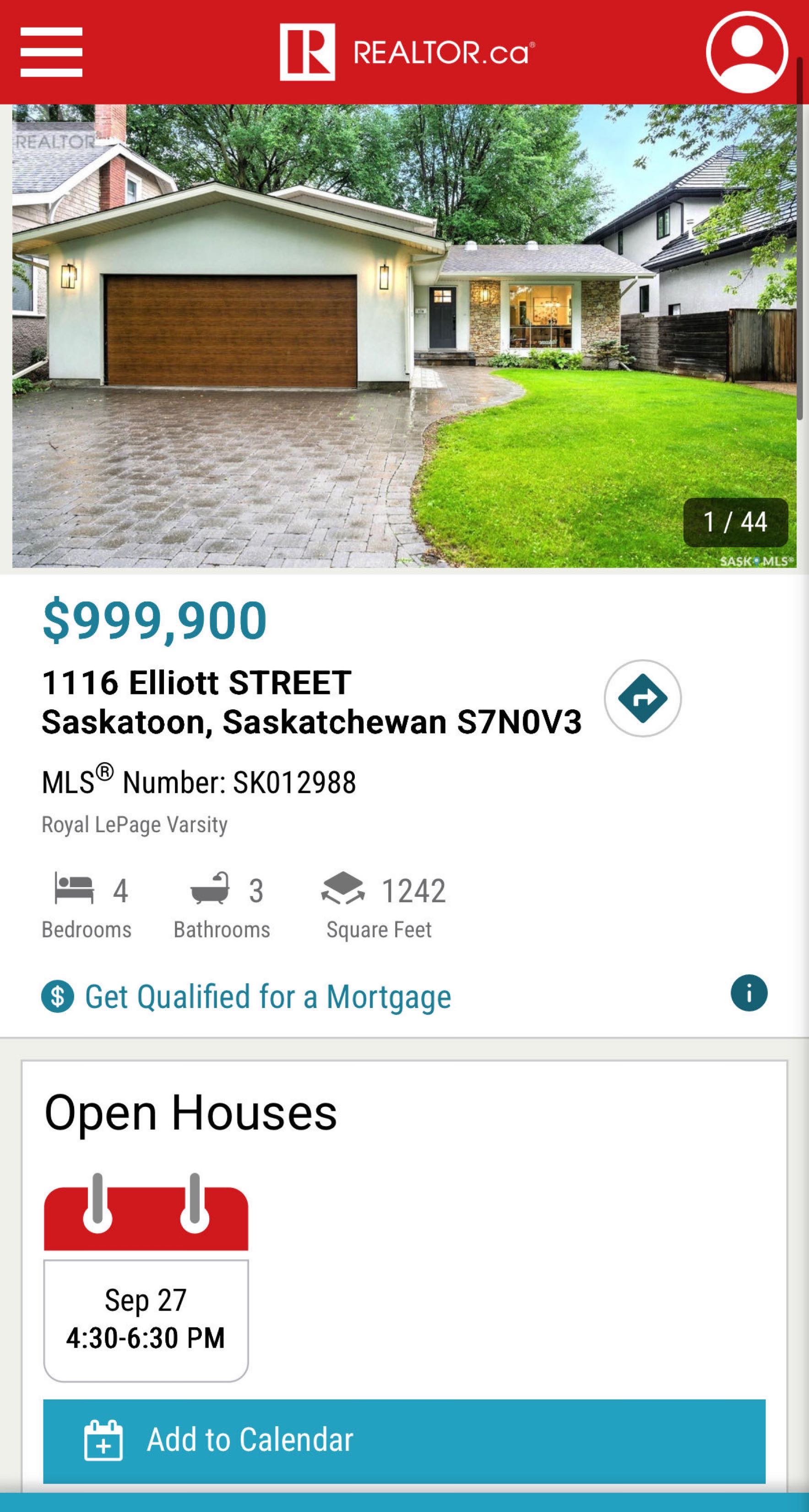 Public Open House公众开放看房 1116 Elliott St 9月27日周六 4:30-6:30PM Gary Gai或者同事Dominic Parent会在此迎接🙏 ————— 大学区Varsity View核心地段翻新四错层独立屋，R2地块宽50英尺，总面 - 2