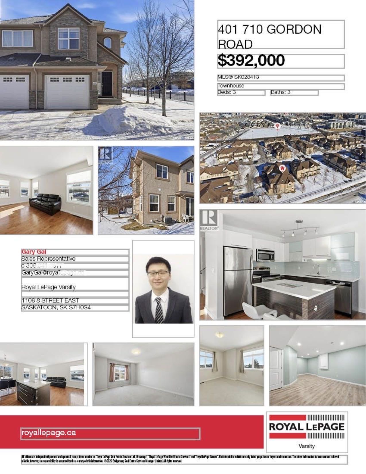 Public Open House公众开放看房 710 Gordon Rd Unit 401 2月14&15日 周六周日2:00-4:00PM Gary Gai或者同事Dominic Parent会在此迎接🙏 ————— Stonebridge小区边户3房3卫大尺寸联排出售。小 - 2