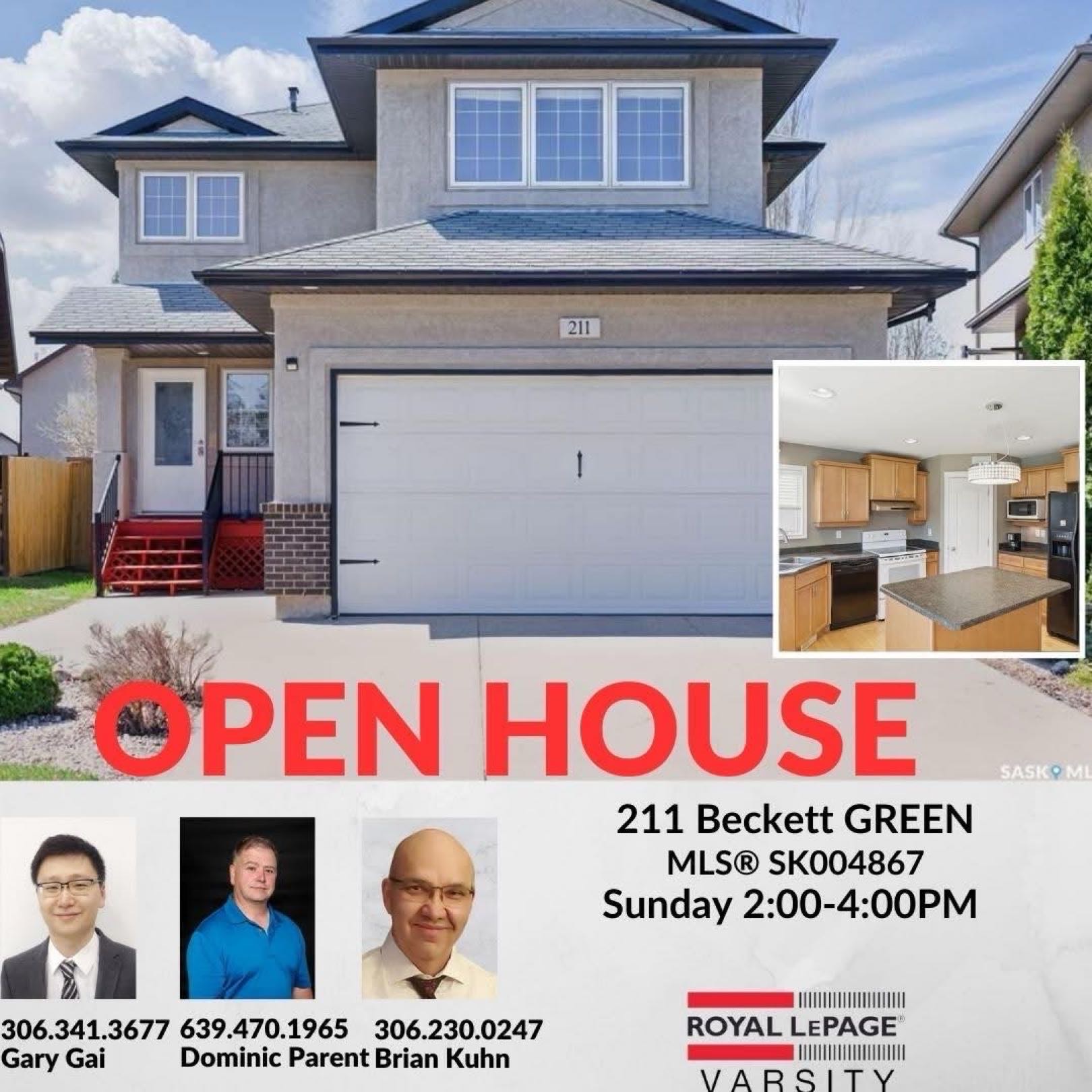 Public Open House公众开放看房 211 Beckett Green 5月25日 周日 2:00-4:00PM Gary Gai或者同事Dominic Parent会在此迎接🙏 - 2