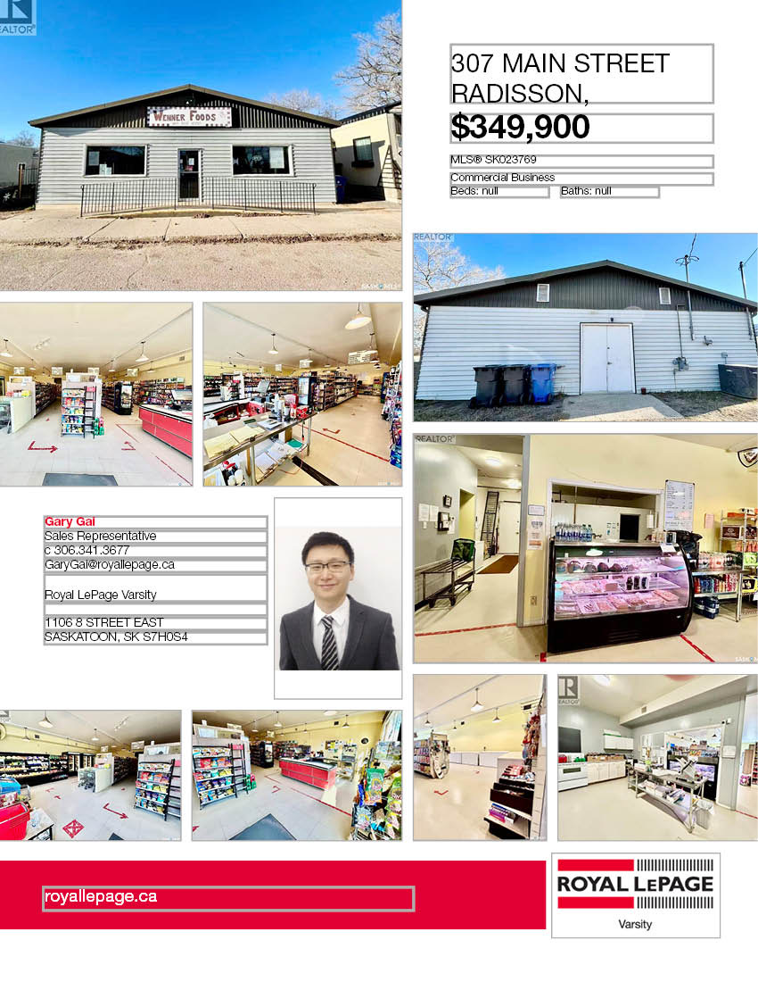 位于Saskatoon70 公里Radisson 杂货店出售！经营稳定成熟企业，位置优越！