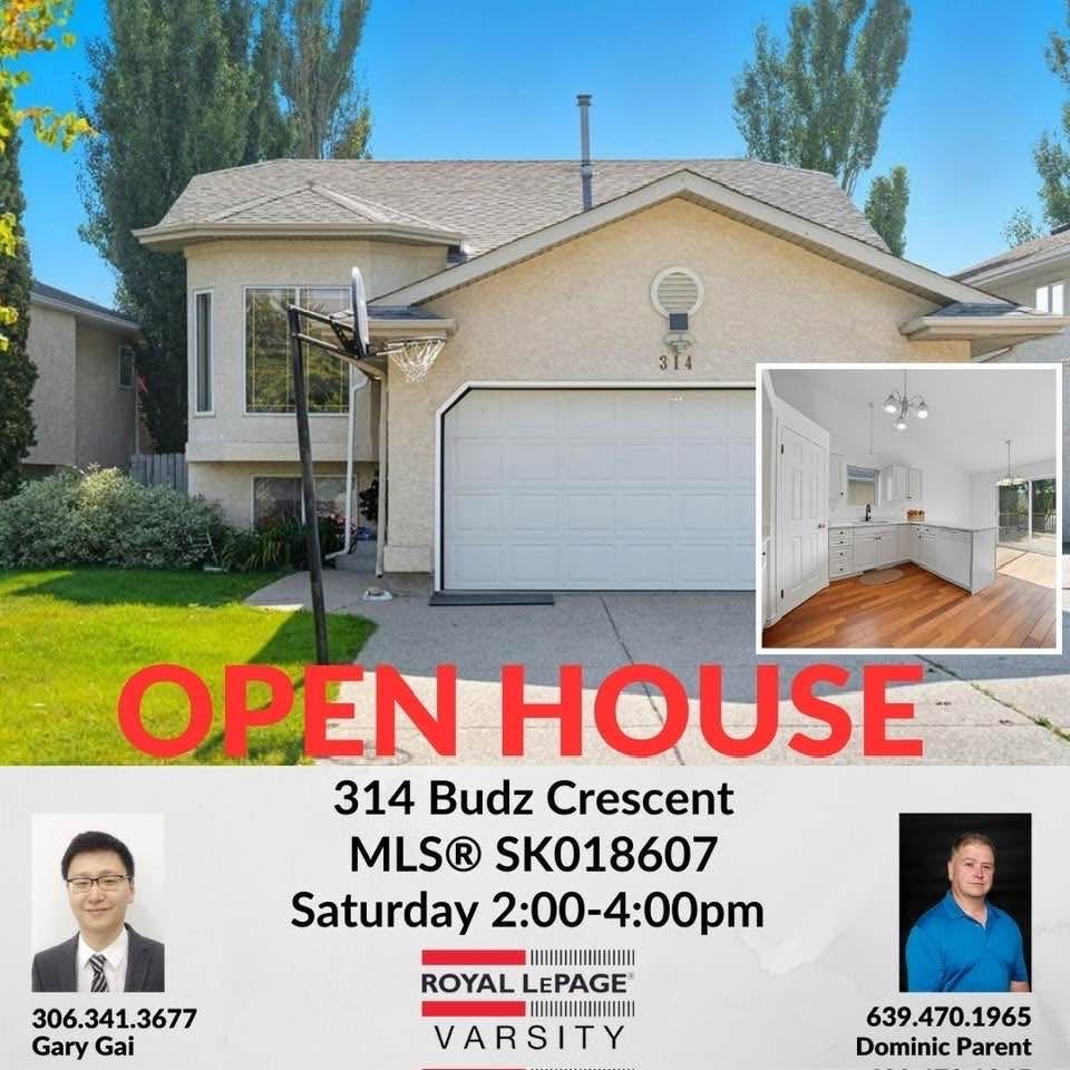 Public Open House公众开放看房 314 Budz Cres  9月20日 周六2:00-4:00PM Gary Gai或者同事Dominic Parent会在此迎接🙏  ————————- Arbor Creek 安静街区的5房3卫错层独立屋出售。环境优美，街景