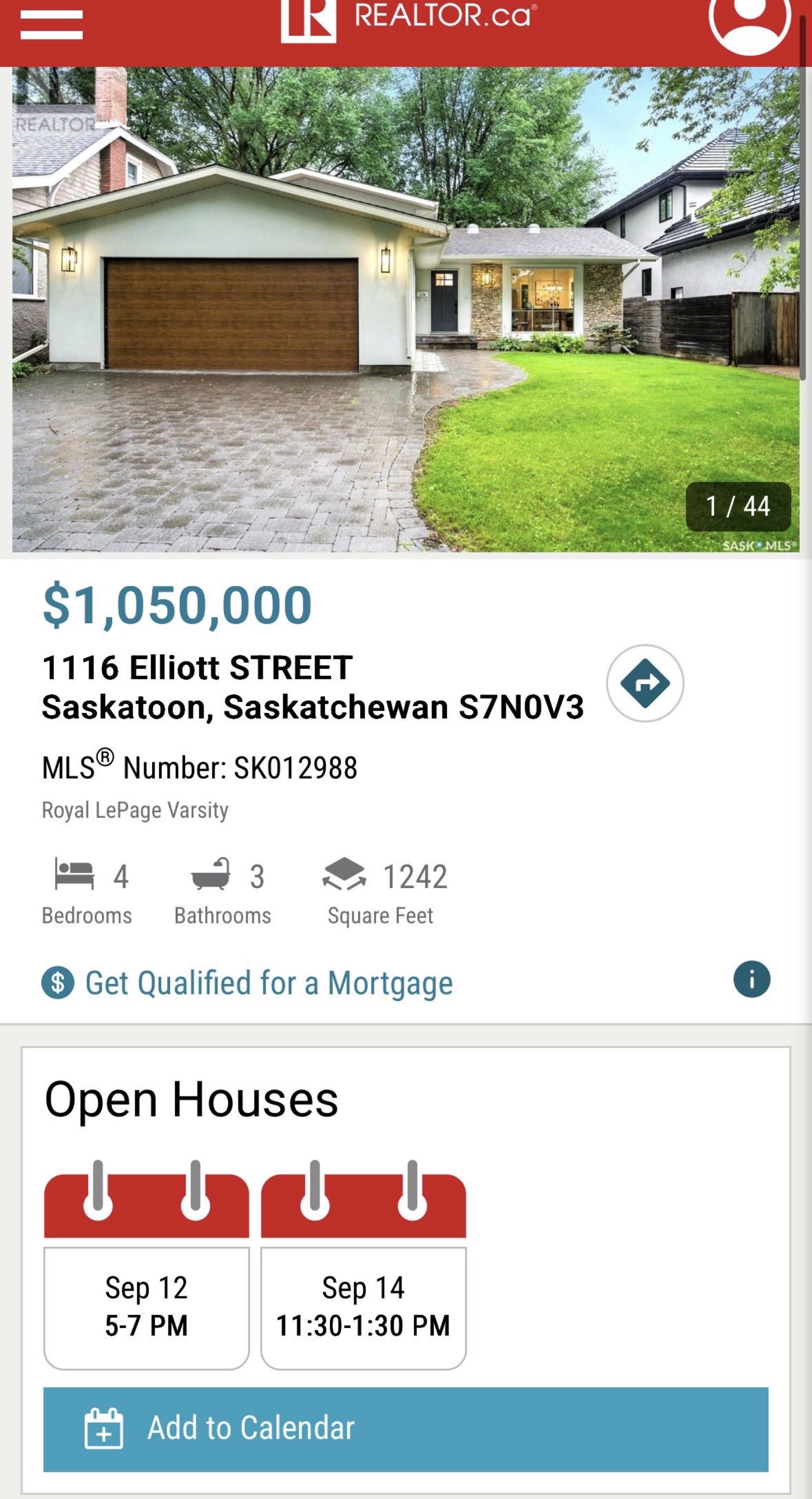 Public Open House公众开放看房 1116 Elliott St 9月12日周五 5-7PM 周日 11:30AM-1:30 PM Gary Gai或者同事Dominic Parent会在此迎接🙏 ————— 大学区Varsity View核心地段翻新四错层独立屋 - 2