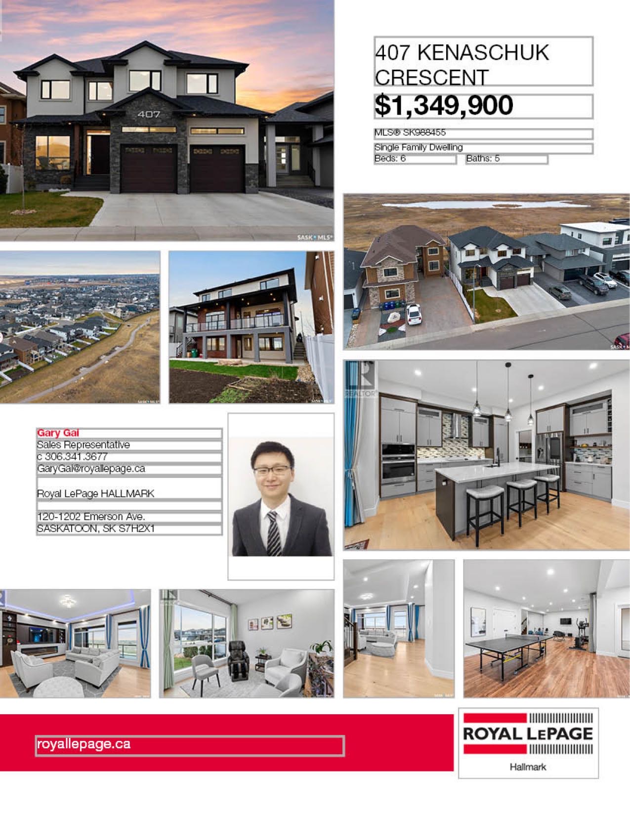 Public Open House公众开放看房 407 Kenaschuk Cres 3月2日 周日2:00-4:00PM Gary Gai或者同事Dominic Parent会在此迎接🙏 ————— Aspen Ridge小区超过4400平方英尺的豪华住宅，坐落于绝佳位置，背 - 3