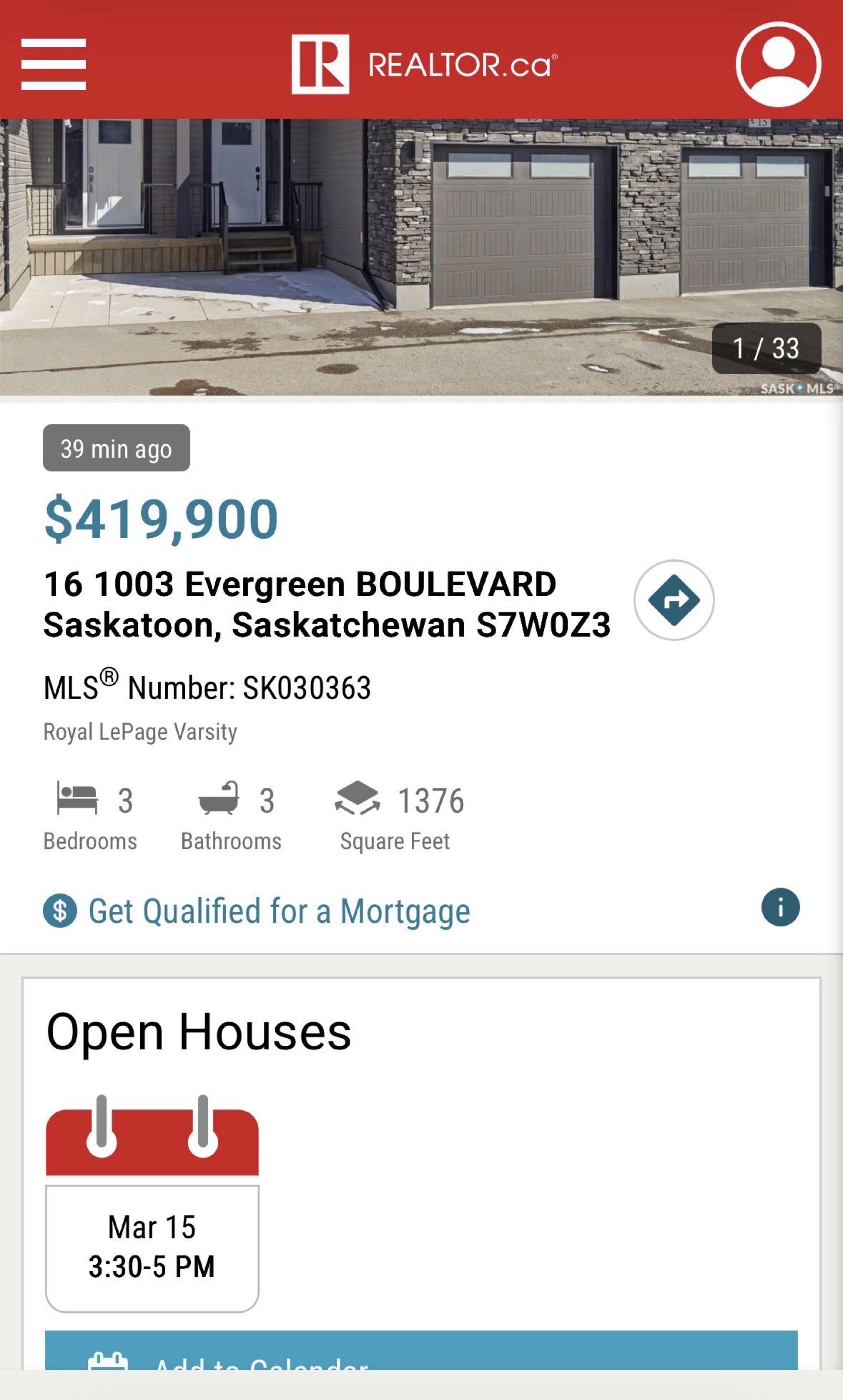 Evergreen小区公众开放看房  315 Zary Road & 1003 Evergreen Blvd Unit 16 -  3月15日周日2-5PM - 3