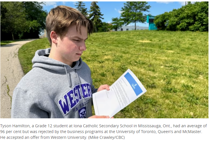 多伦多高中生平均96分遭多大、麦马，女王等高校拒收！