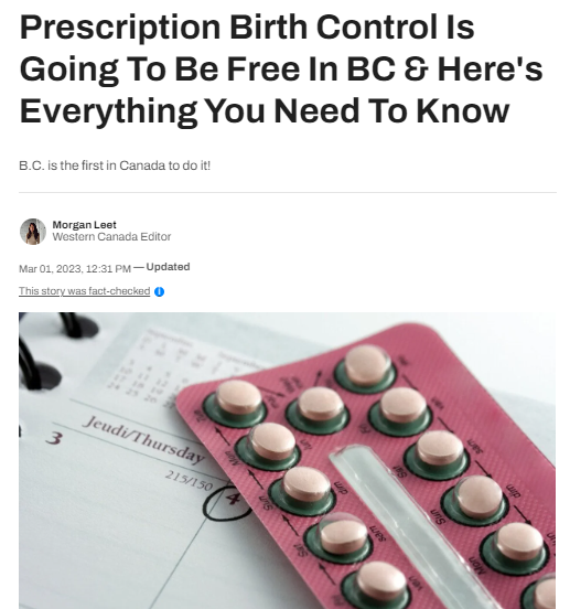 4月1日起，BC省成为加拿大第一个免费提供处方避孕的司法管辖区 ！