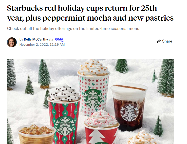 冬日限定！加拿大星巴克推出6款圣诞特饮！全新假日杯颜值超高！