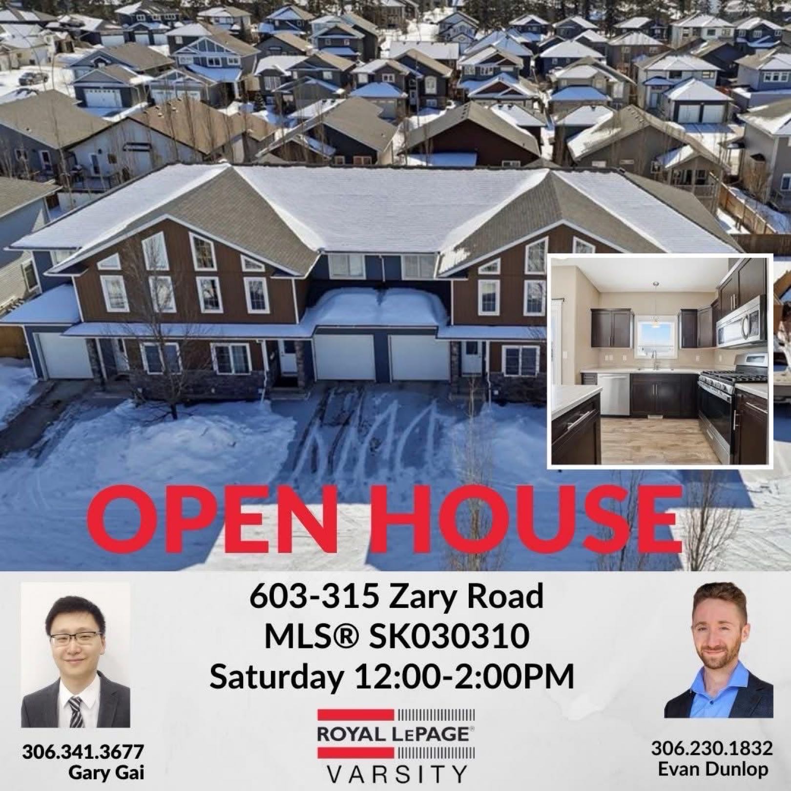 Public Open House公众开放看房📍603–315 Zary Road 3月21日 周六12-2PM Gary Gai或者同事Dominic Parent会在此迎接🙏 ————— 1,804 sqft、3卧3卫 的宽敞联排别墅，位于备受欢迎的 Evergreen