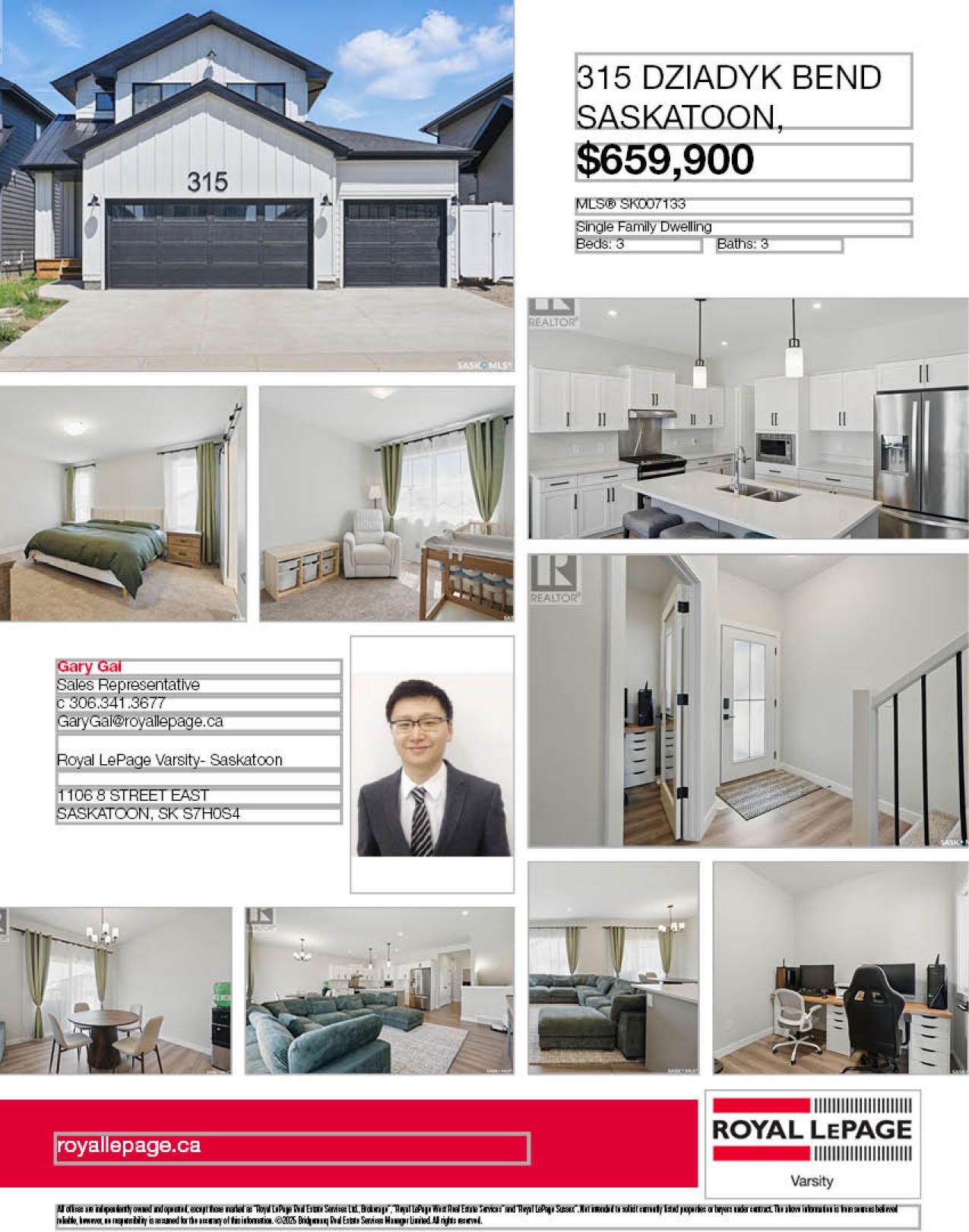 Public Open House公众开放看房 315 Dziadyk Bend 7月5日 周六 2-4PM Gary Gai或者同事Dominic Parent会在此迎接🙏 ————— Rosewood小区步行小学三车库1,930 平方尺独立屋出售。三间卧室、一间书房和一个多 - 3