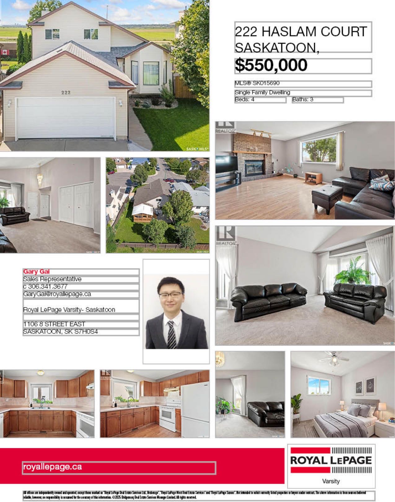 Public Open House公众开放看房 222 Haslam Ct 8月31日 周日 11-1 PM Gary Gai或者同事Dominic Parent会在此迎接🙏 ————— Silverspring 社区4房双车库独立屋出售！约 1883 平方英尺，采光充足，布局 - 2