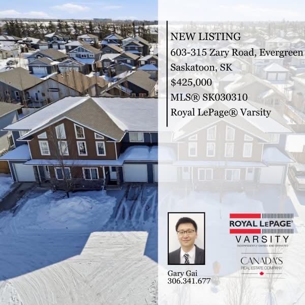 Public Open House公众开放看房📍603–315 Zary Road 3月21日 周六12-2PM Gary Gai或者同事Dominic Parent会在此迎接🙏 ————— 1,804 sqft、3卧3卫 的宽敞联排别墅，位于备受欢迎的 Evergreen - 2