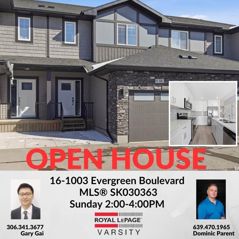 Public Open House公众开放看房 📍#16–1003 Evergreen Blvd 3月22日 周日2-4PM Gary Gai或者同事Dominic Parent会在此迎接🙏 ————— 位于 Evergreen 核心位置联排别墅，建筑面积 1,376 sqf