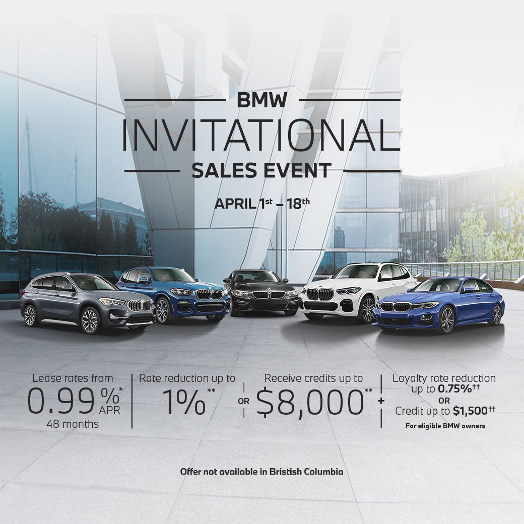 停了一年 福利再次来袭！

4月1日至18日 萨斯卡通宝马全系新车大促！

🎁最高达8000的限时优惠！

🎁最高达2.5%的利率减免！

🎁部分车型Lease Finance利率低至0.24%！

现车有限 欢迎与中文销售Allan预约品鉴试驾
