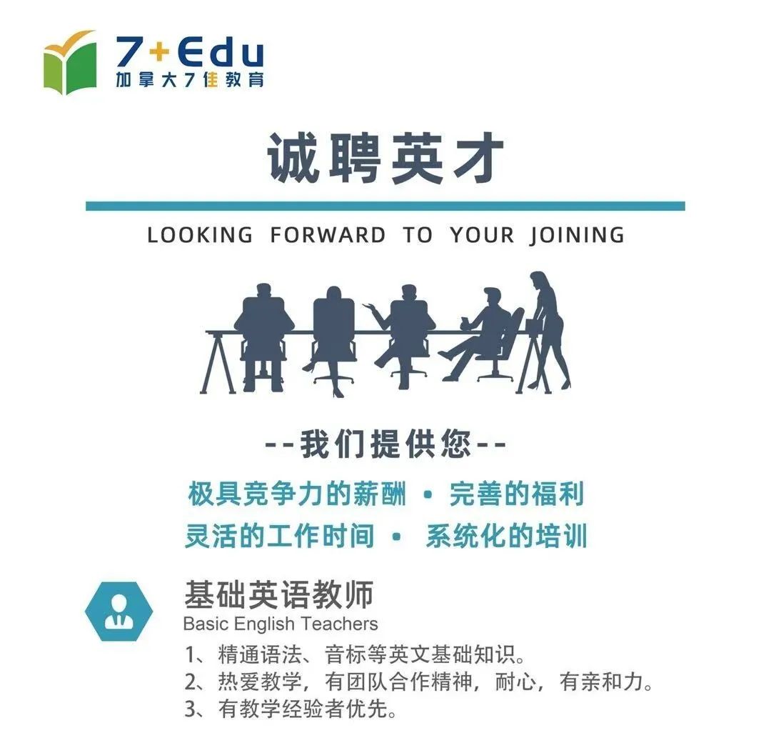 萨省9年英语培训机构.7佳教育诚聘老师