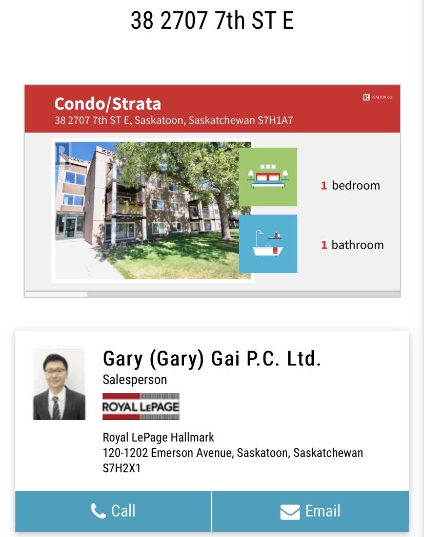 仅$139900！混凝土结构建筑 极为安静。7街顶层1室一厅一卫大尺寸823尺公寓出售。厨房，洗手间，地毯近期翻新。带独立洗衣房，带一个车位。步行至8街SuperStore购物等。挂牌价格：$139000。详情请联系地产经纪Gary Gai 盖王睿 3063413677 - 3