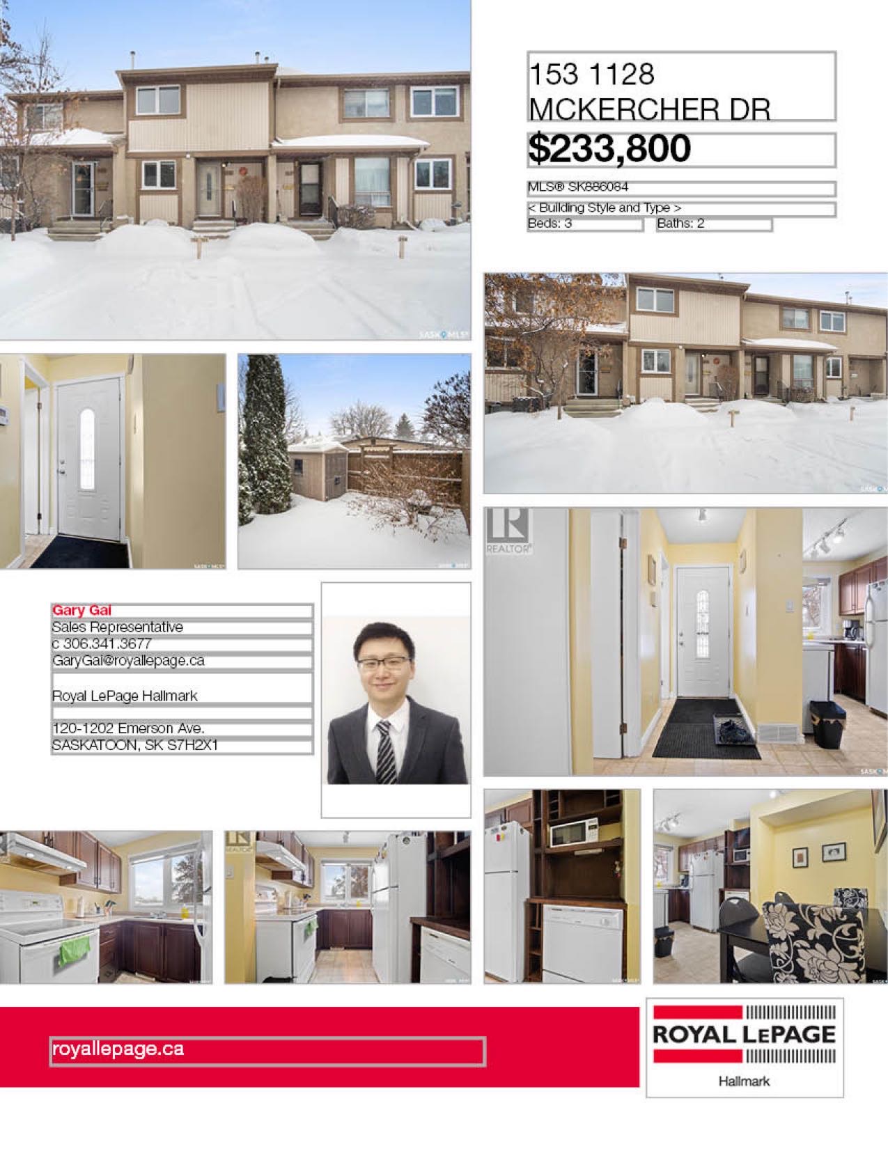 Wildwood小区近8街交通便利，3房2卫带独立小院联排屋出售。后院朝南好彩光，两个停车位，实木地板，升级橱柜，二楼3个大卧室，地下室装修有一活动厅一书房，升级有高效锅炉热水器，窗户，瓦片，烘干机，中央空调。房屋保养极佳！挂牌价格 $238800。详情联系地产经纪Gary Ga