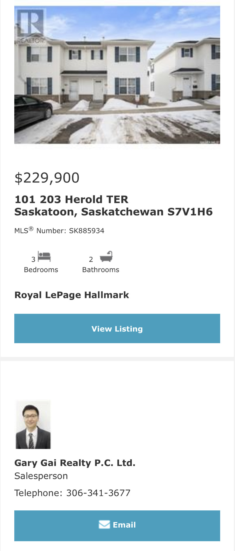 Lakewood小区2003年建3室2卫联排，安静边户，带中央空调。地下室完整装修有1个多功能厅。新热水器，新合成板地板。可以步行至附近商业购物方便，近小学。状况好，保养如新，挂牌价格：$229900。有意请联系地产经纪Gary Gai 盖王睿 3063413677 微信：gar - 3