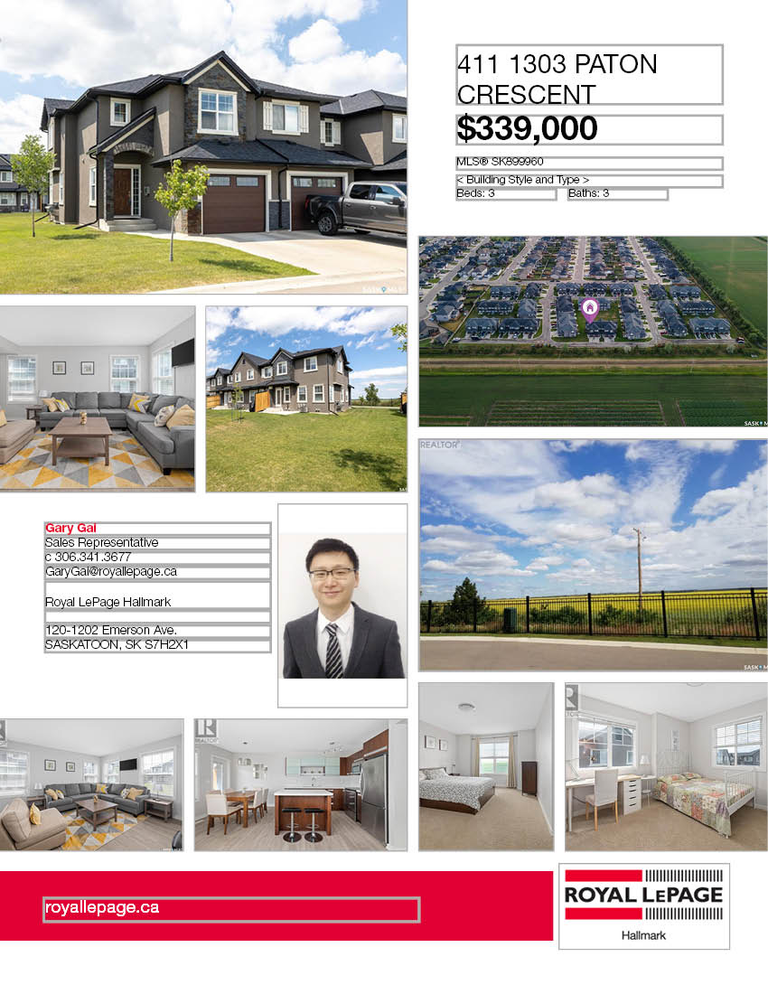 Willowgrove小区2012年建3房3卫1340尺安静边户联排别墅出售。地理位置安静私密，面朝农田美景，主卧窗户可赏北极光。房屋年代新，整体保养好。交通便利，可步行至两所小学和公园，近百年高中，近购物中心。一楼多窗户自然光充足，客厅宽敞明亮。新换地板，理石台面，纽约现代风橱