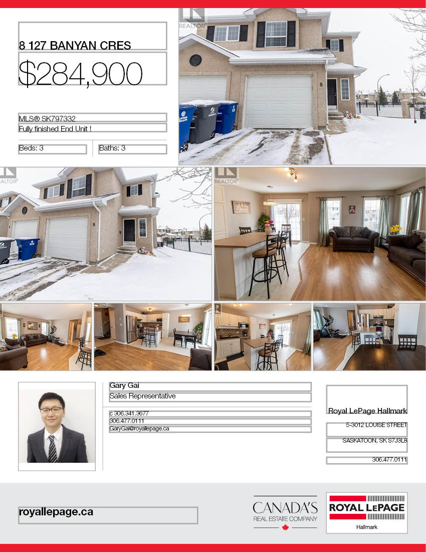 Briarwood小区1310尺边户联排。开价$284900