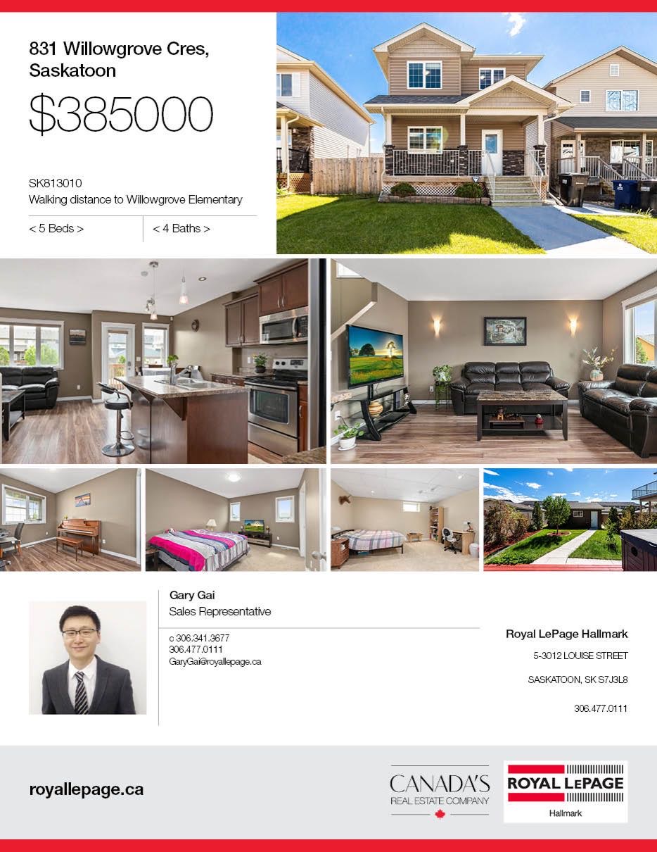 Willowgrove小区5房4卫独立屋出售，步行500米 至Willowgrove小学，公园，附近购物，近St Joseph 和Centennial百年高中。一楼有一个卧室，厨房餐厅客厅及洗手间，二楼3房两卫，主卧带洗手间，地下室专业装修有一房一厅一卫；双车库