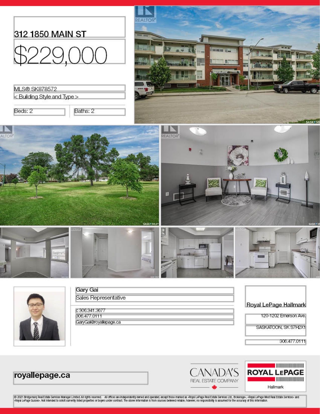 河东中心位置Main st，2003年建 超过1000 尺顶楼2室2卫公寓出售。近8街，大学等一切设施。安静高档公寓楼带电梯地下停车位。开放式设计，大窗户，采光好，带洗衣烘干设施，独立朝东大阳台和地下储物间。房屋状况好。挂牌价格 $229000。详情联系地产经纪Gary Gai