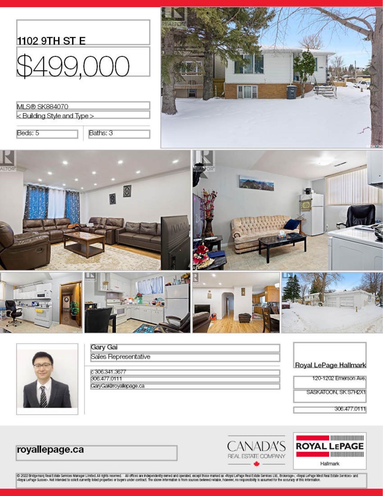 大学区近8街1312尺错层独立屋出售。本地人业主，5房3卫3厨房共3个出租套间区域。一楼3房一厅一卫套间（租金$1300/月），半地下室2个套间2个厨房 （租金$1200/月）。独立出入口。外带双车库。近期更新有：地板，橱柜，洗手间，水管，热水器，洗手台等洁具。适合投资或者自住楼