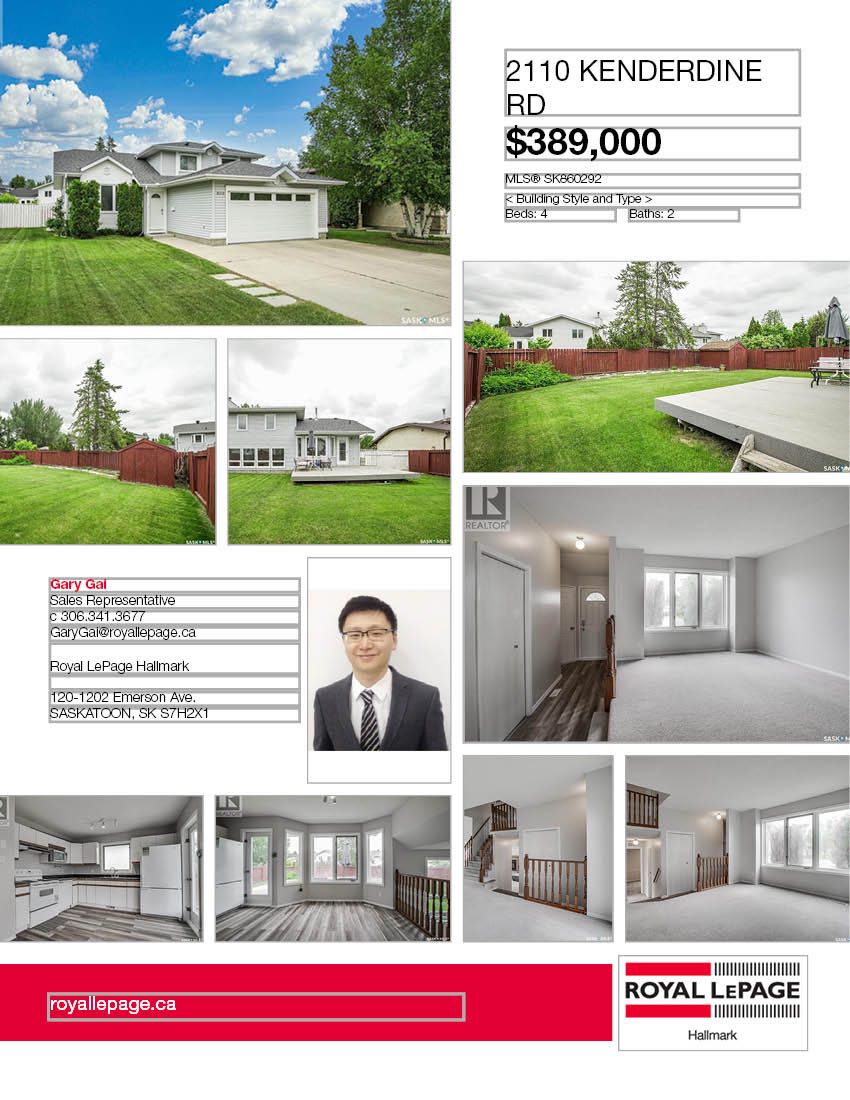 Erindale小区4房独立屋出售，位置便利步行近小学，高中，购物。带连房子双车库，半开放设计大窗户通透采光好。近年升级有热水器，洗衣烘干机，部分地板，屋顶瓦片，锅炉，洗手间等。全新刷漆。大院子保养好。挂牌价格 $389000。详情联系地产经纪Gary Gai 盖王睿