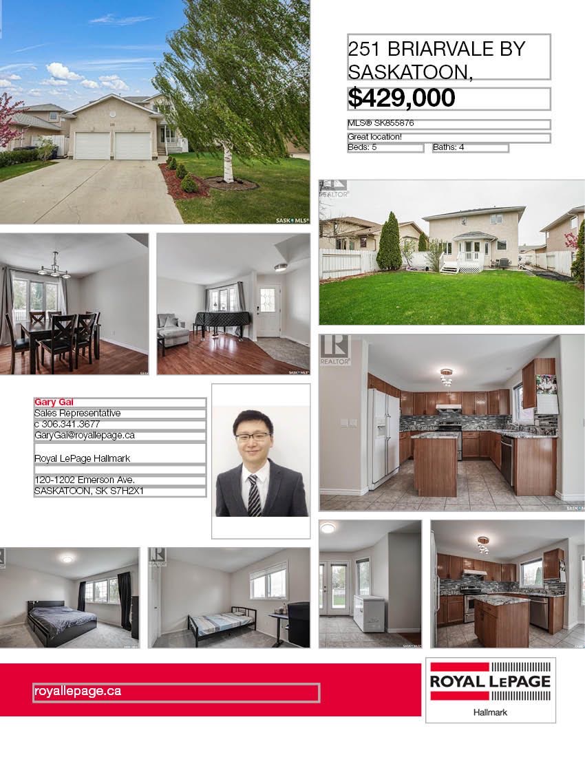 Briarwood小区核心安静路段1635尺两层独立屋出售，大地块私密后院。房屋近期大量更新保养佳。更新地毯，合成地板，厨房大理石台面，锅炉，热水器，烘干机，洗碗机。开价：$429000。有意请联系地产经纪Gary Gai 3063413677 微信：gary3677 网站：